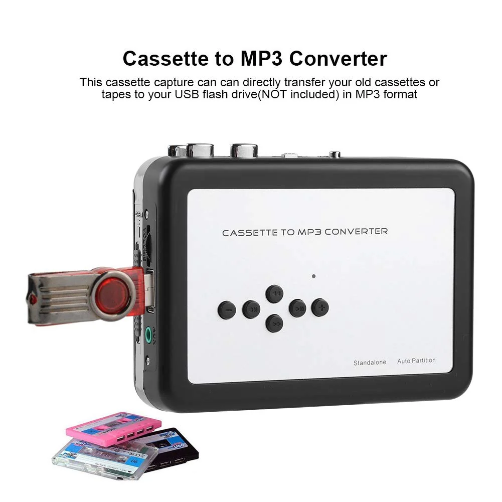 Portable Cassette Player Recorder Converter, Cassette to MP3 Converter USB Flash Drive Capture Audio Music Player - Image 3
