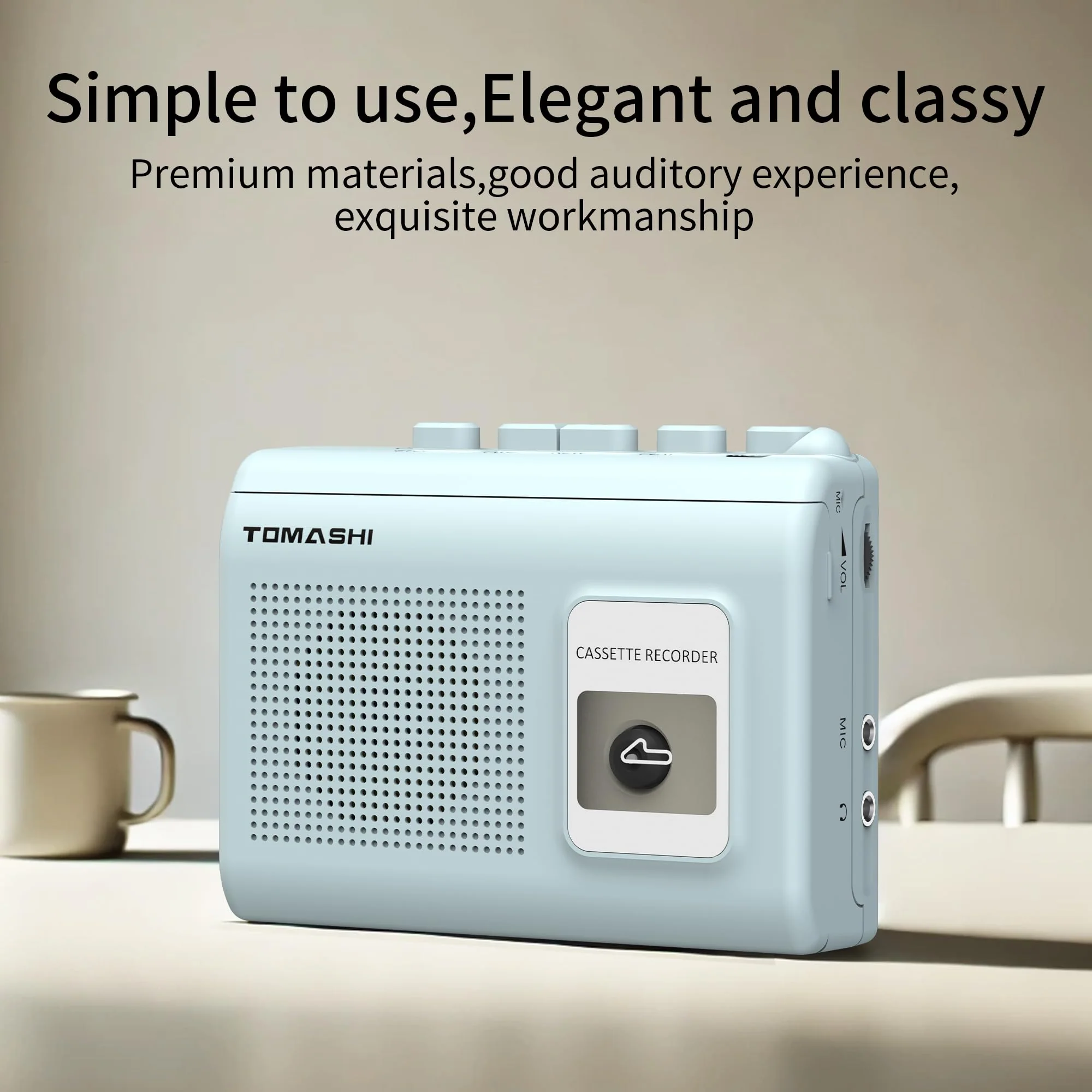 Portable Cassette Player Tape Recorder with Built-in Speaker,Microphone,Headphone Jack-, 4.57 x 3.54 x 1.38inch (Blue) BLUE - Image 5