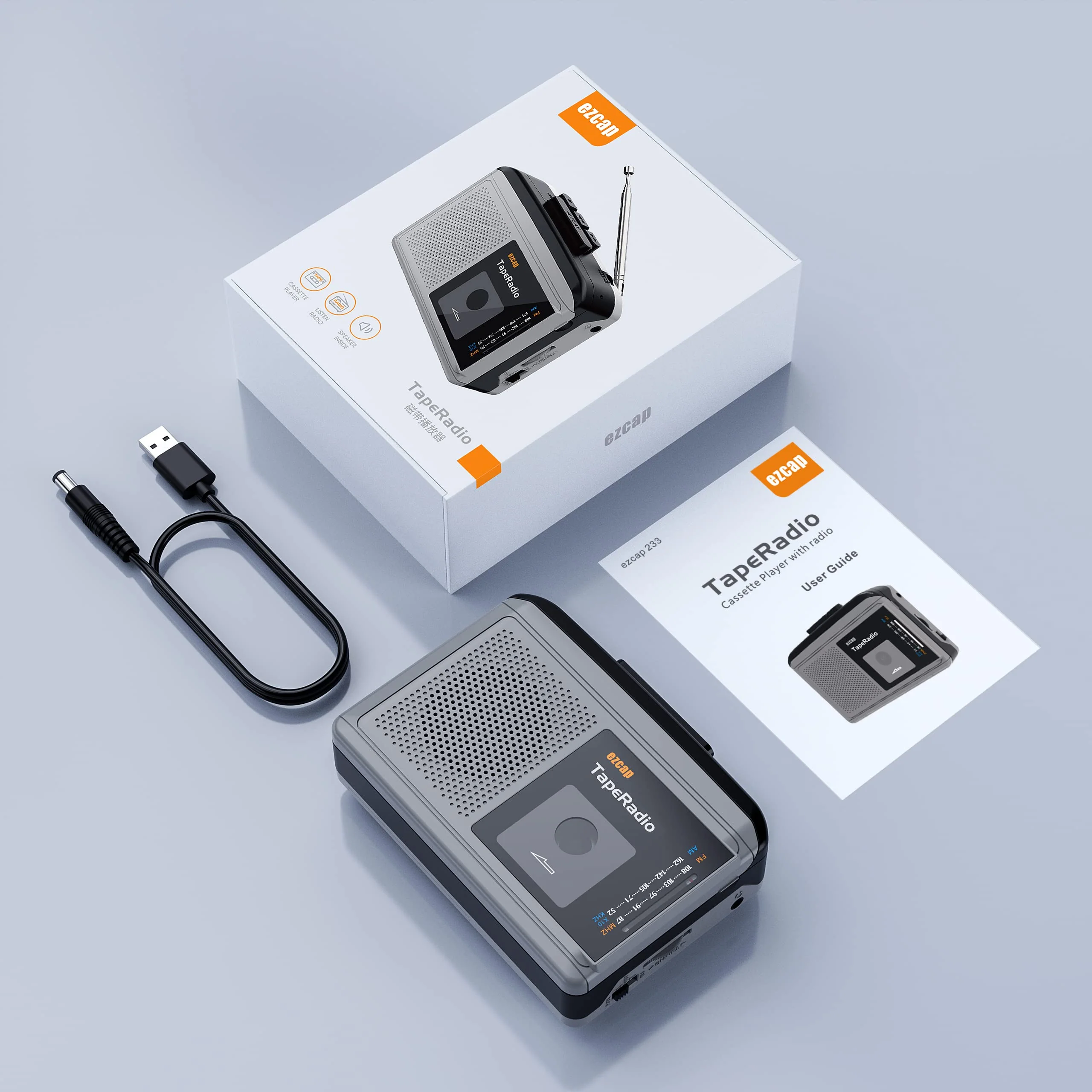 Portable Cassette Players, AM FM Radio Walkman Cassette Player, Built-in Speaker, 2AA Battery or USB Power Supply - Image 8