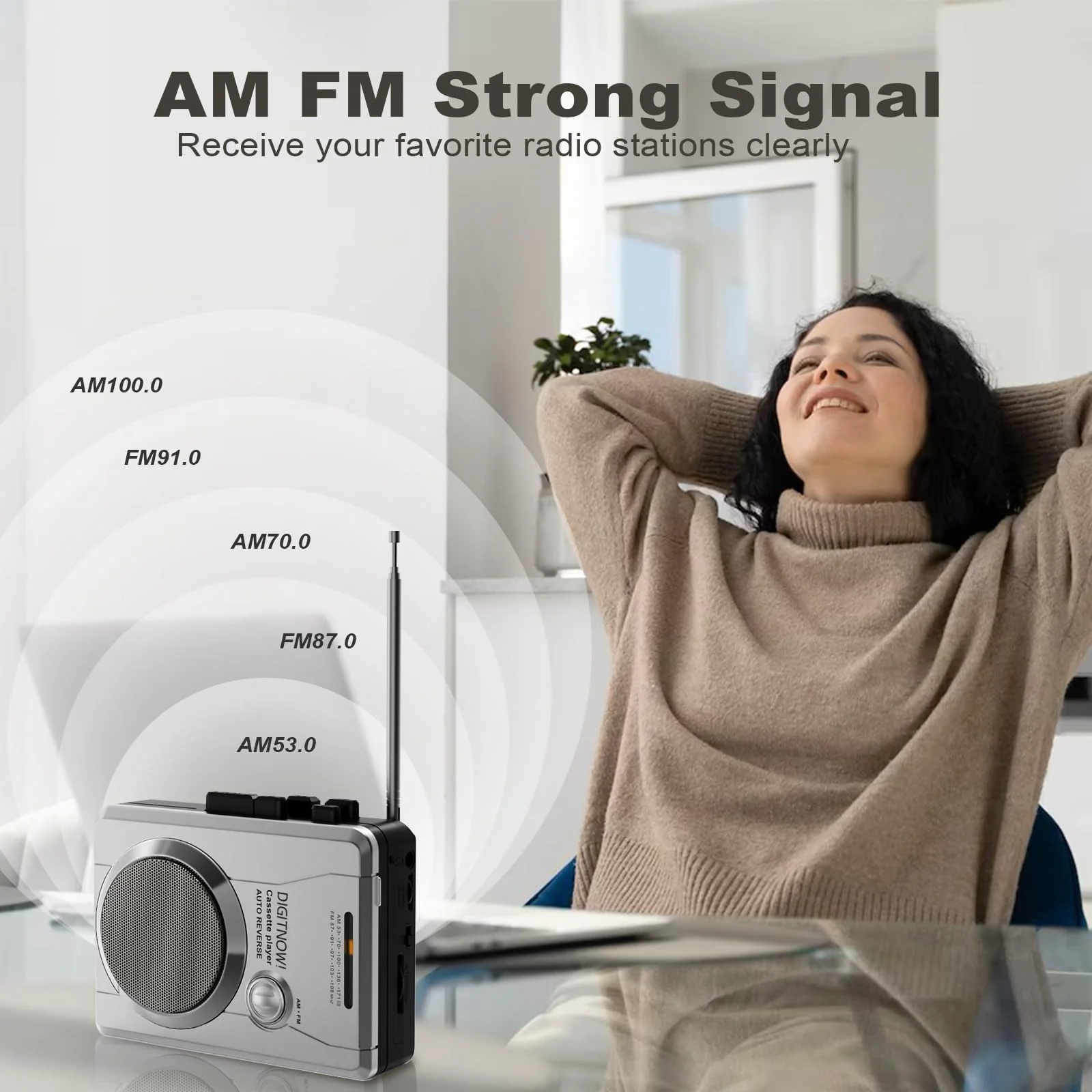 Portable Cassette Tape Player Recorder, Retro AM FM Radio, Compact Cassette Audio Recorder with 3.5MM AUX Jack, Built-in Loud Speaker & Microphone, Auto Reverse, Removable Belt Clip - Image 4