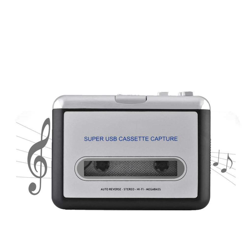 Portable Cassette to MP3 Converter with Headphones Transfer USB Cassette Tape to PC MP3 CD Switcher Converter Capture Audio Music Player