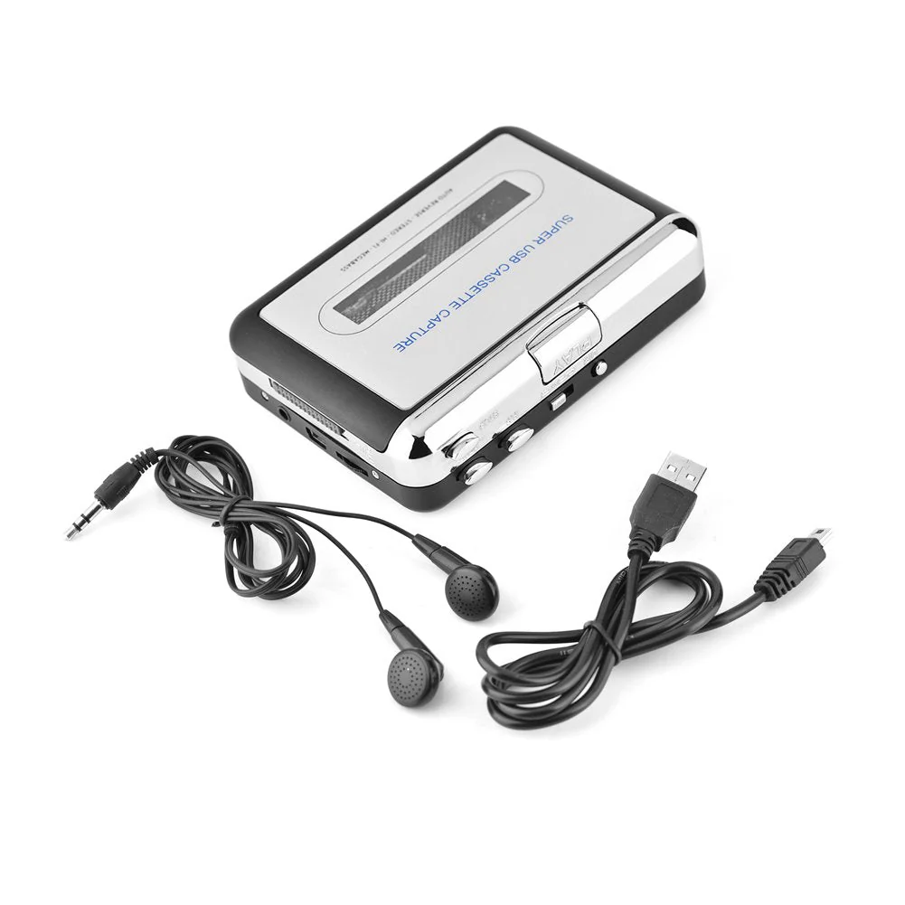 Portable Cassette to MP3 Converter with Headphones Transfer USB Cassette Tape to PC MP3 CD Switcher Converter Capture Audio Music Player - Image 6