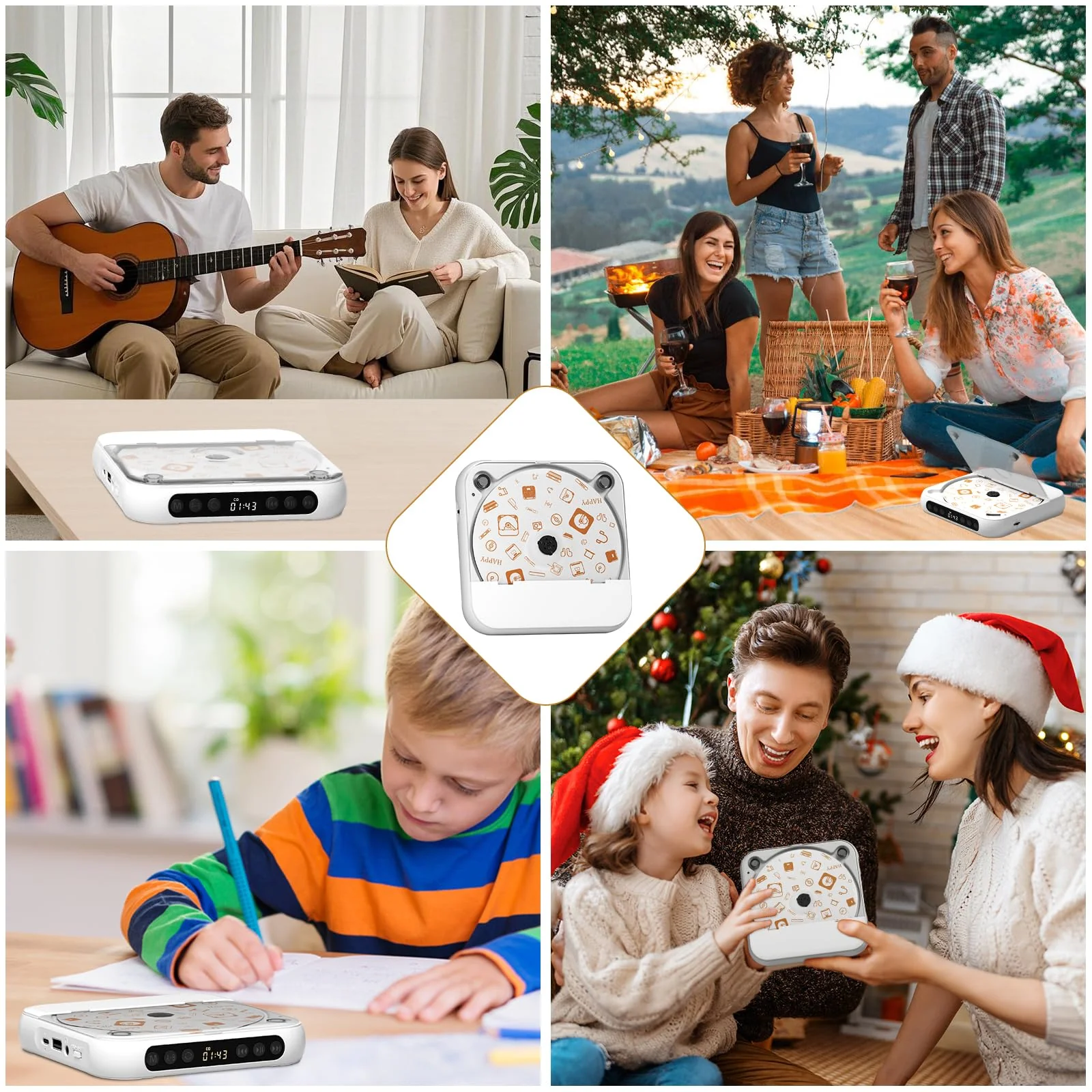 Portable CD Player, Personal CD Player with Bluetooth for Home, Rechargeable Small CD Player with Headphones,Built-in HiFi Speakers, Support CD/AUX/USB, Anti-Skip/Shockproof - Image 8