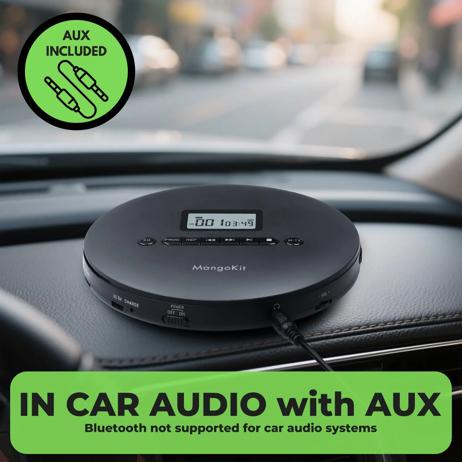 Portable CD Player with Bluetooth, MP3 Playback, Headphones – Personal CD Player with Anti-Skip, Rechargeable Battery – Compact Disc Player for Travel, Home, Language Learning - Image 3