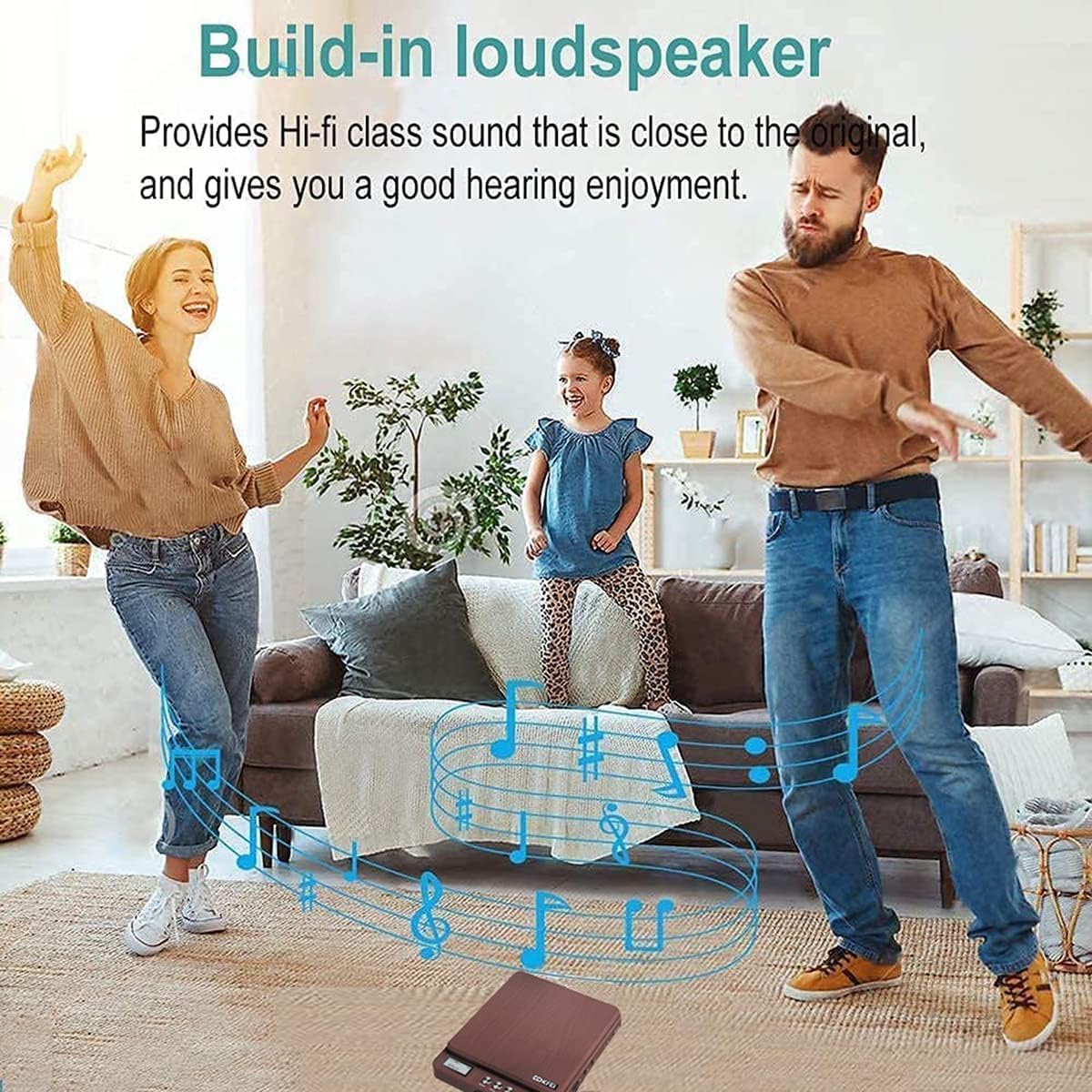 Portable CD Player with Built-in Speakers 2000mAh Rechargeable Walkman CD Player Portable Double 3.5mm Stereo Headphones Jack, Anti-Skip Compact Discman Music Player for Kids Car CD Player 606 Brown - Image 6