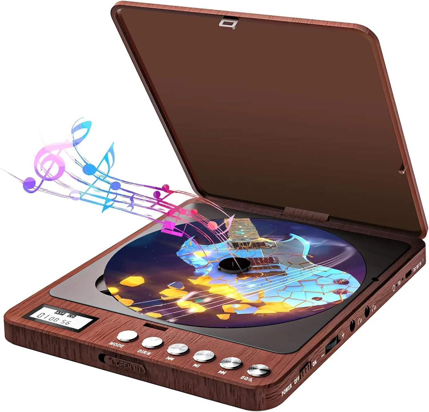 Portable CD Player with Built-in Speakers 2000mAh Rechargeable Walkman CD Player Portable Double 3.5mm Stereo Headphones Jack, Anti-Skip Compact Discman Music Player for Kids Car CD Player 606 Brown - Image 7
