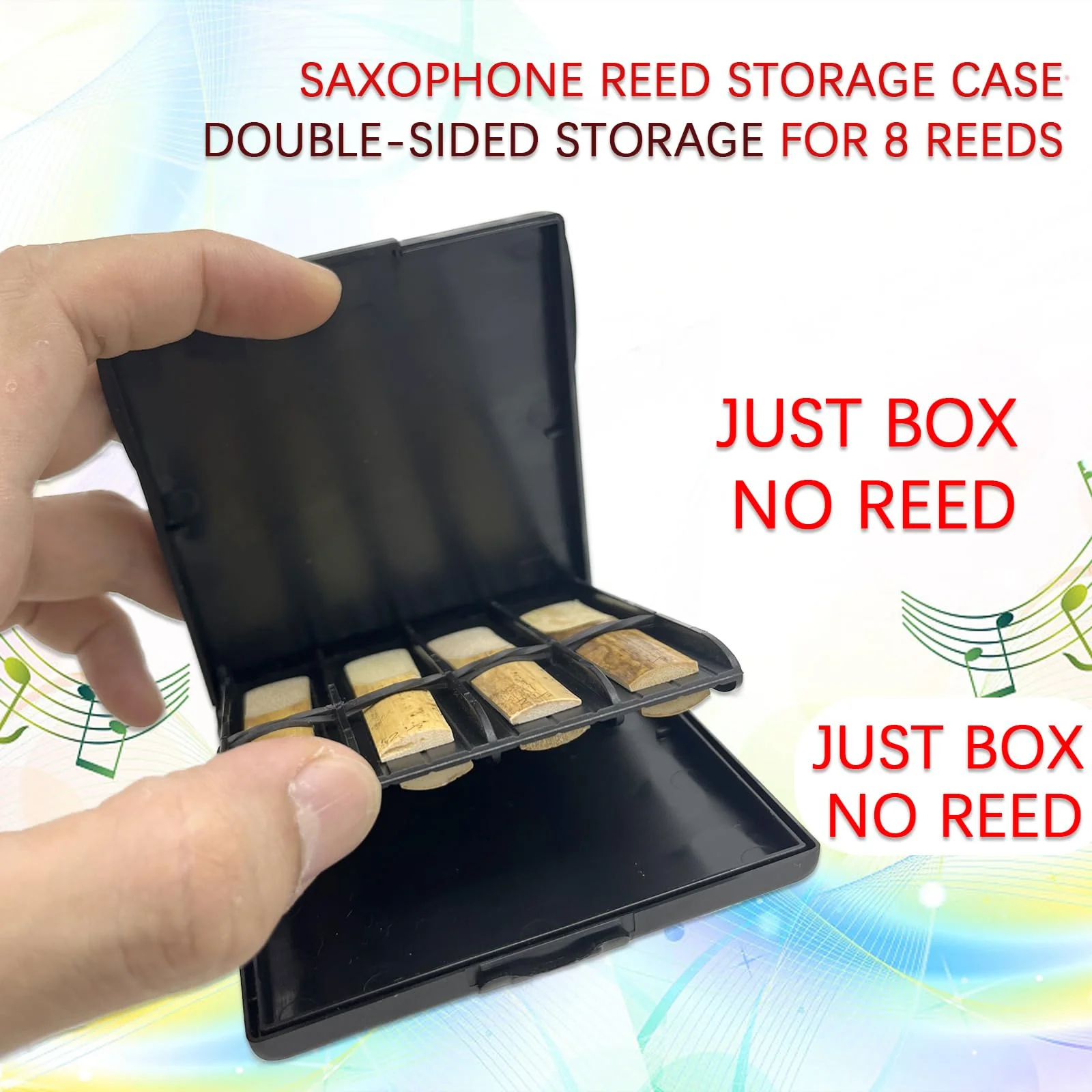 Portable Clarinet Reed Case, Saxophone Reed Storage Case Double-Sided Storage for 8 Reeds, Individual Card Slots Reeds Case Compatible with Alto Tenor Soprano Saxophone Reeds 1 - Image 2