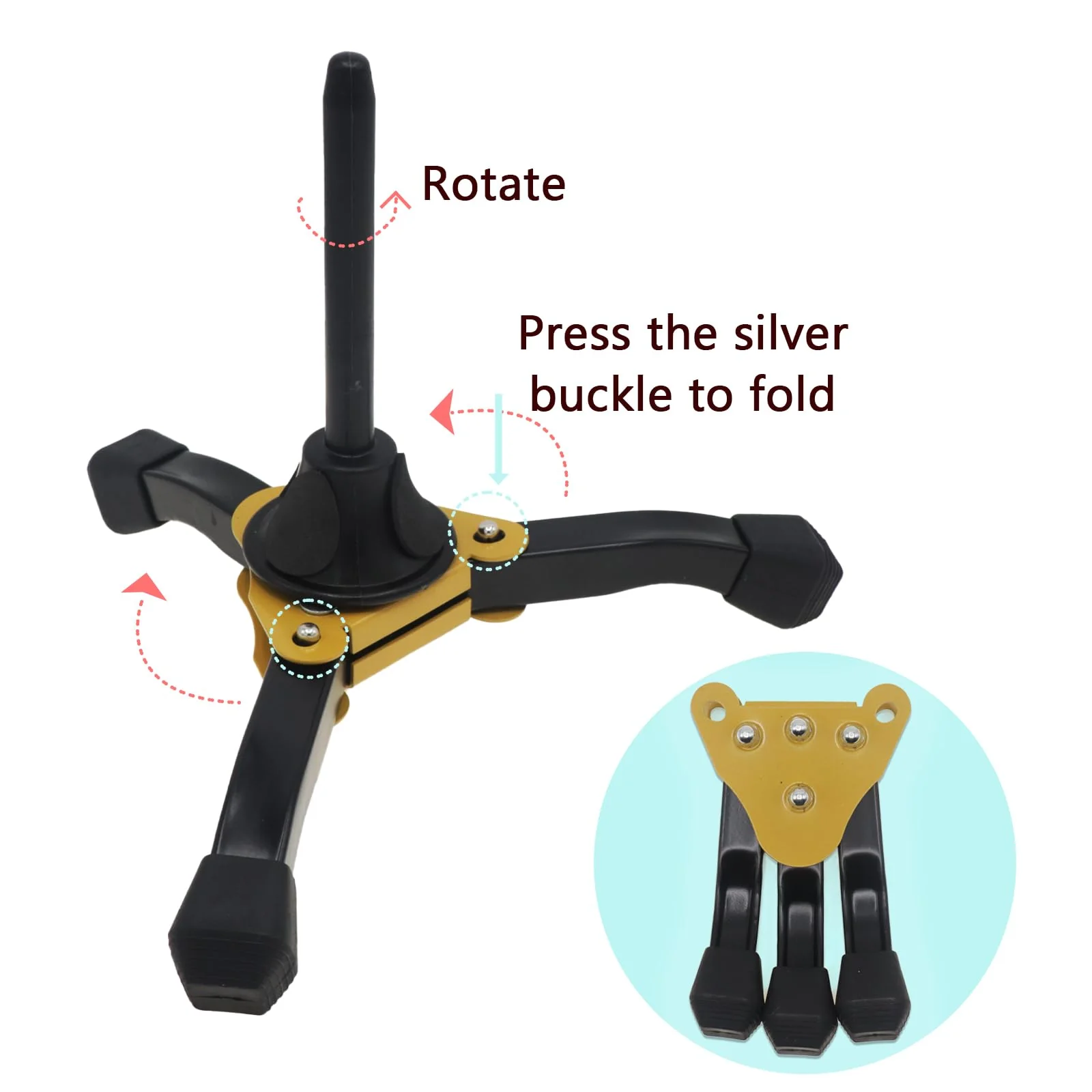 Portable Clarinet Stand, Foldable Tripod Holder for Flute, Oboe, and Other Woodwind Instruments, Perfect for Musicians to Carry Around - Image 2