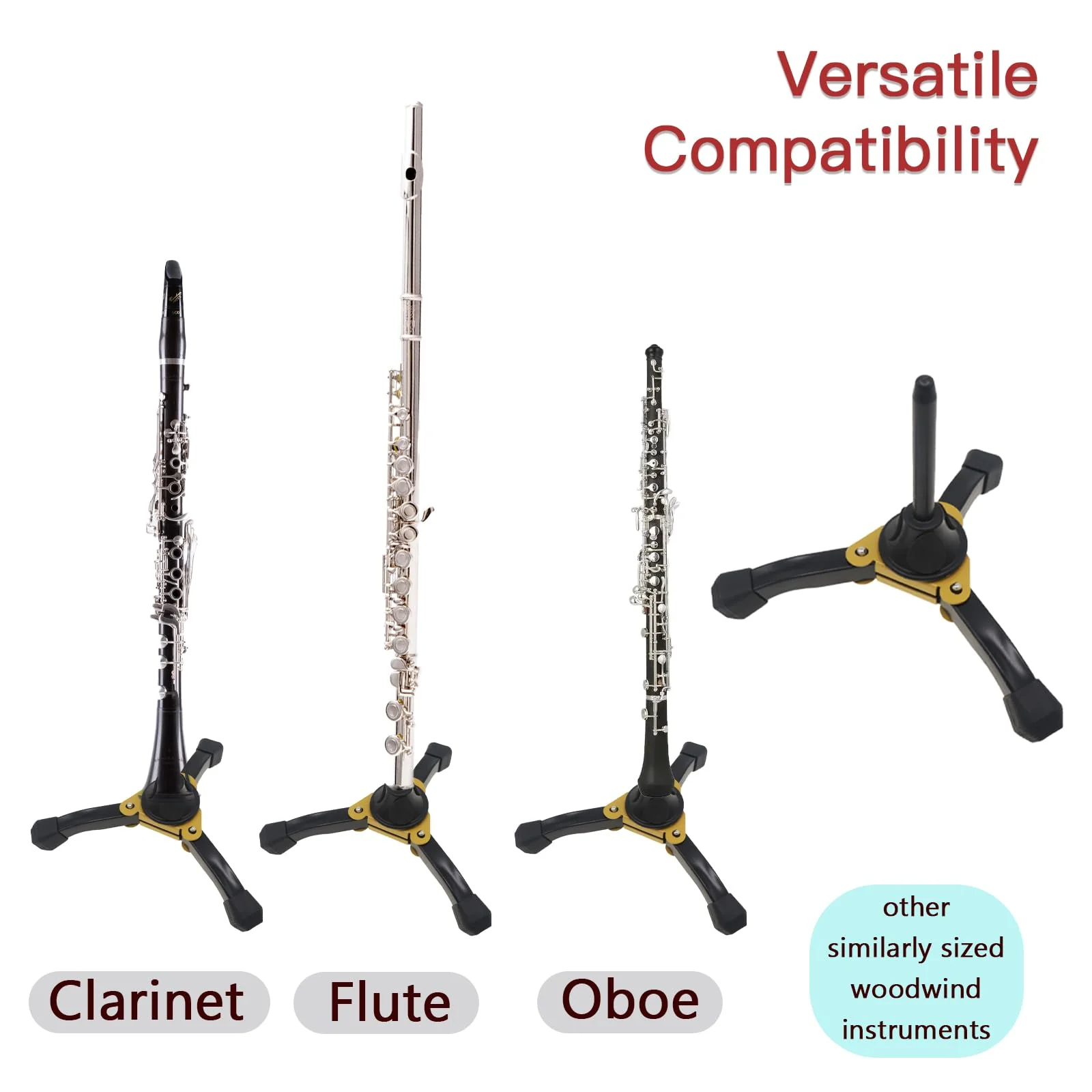 Portable Clarinet Stand, Foldable Tripod Holder for Flute, Oboe, and Other Woodwind Instruments, Perfect for Musicians to Carry Around - Image 5