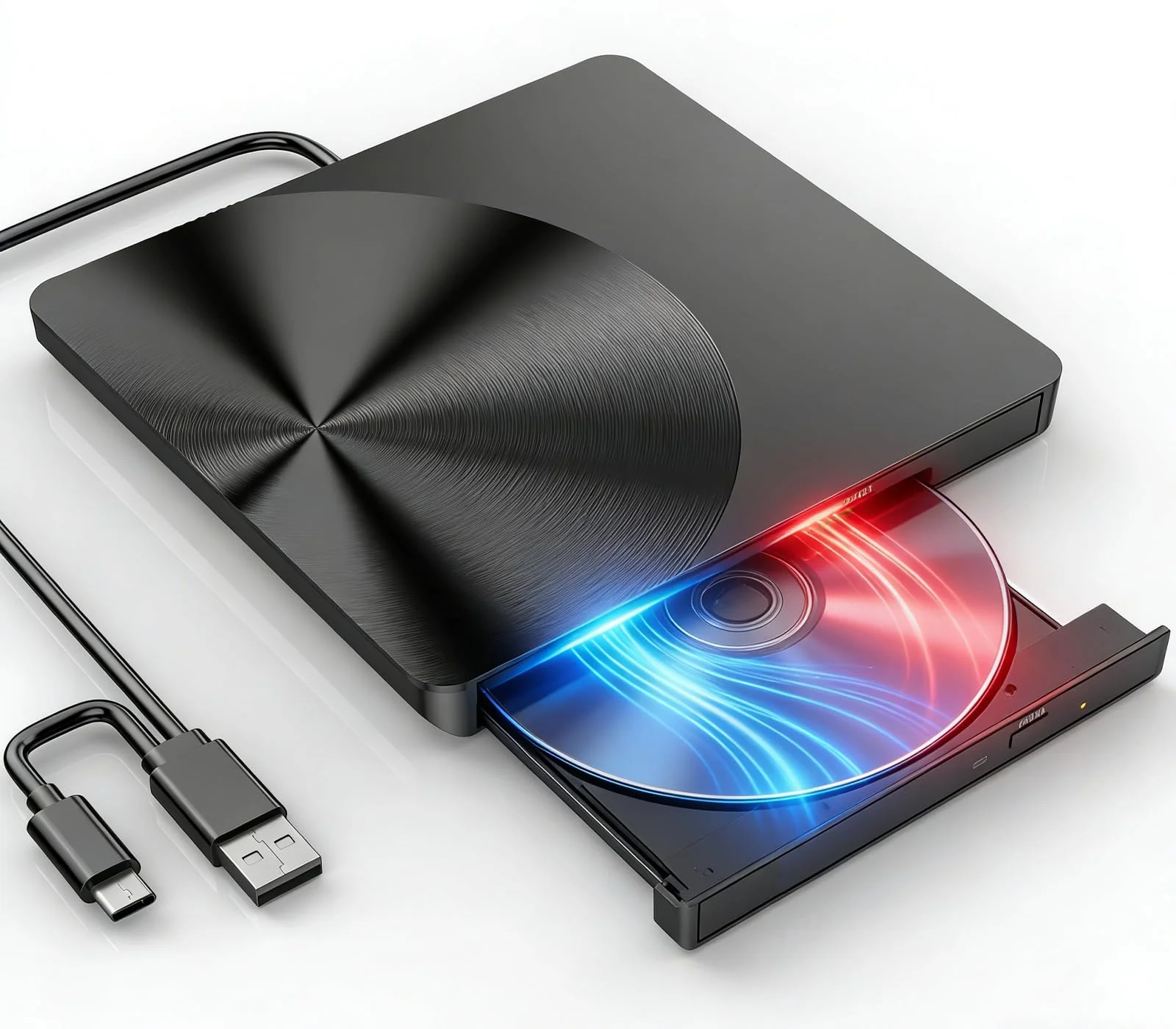 Portable External CD/DVD Drive, USB 3.0 & USB C CD Burner +/-RW RW Burner CD ROM Reader Writer Disk Duplicator Optical Drive for Laptop Desktop PC Windows 11/10/8/7 Apple Mac Pro MacBook Mac Linux - Image 2