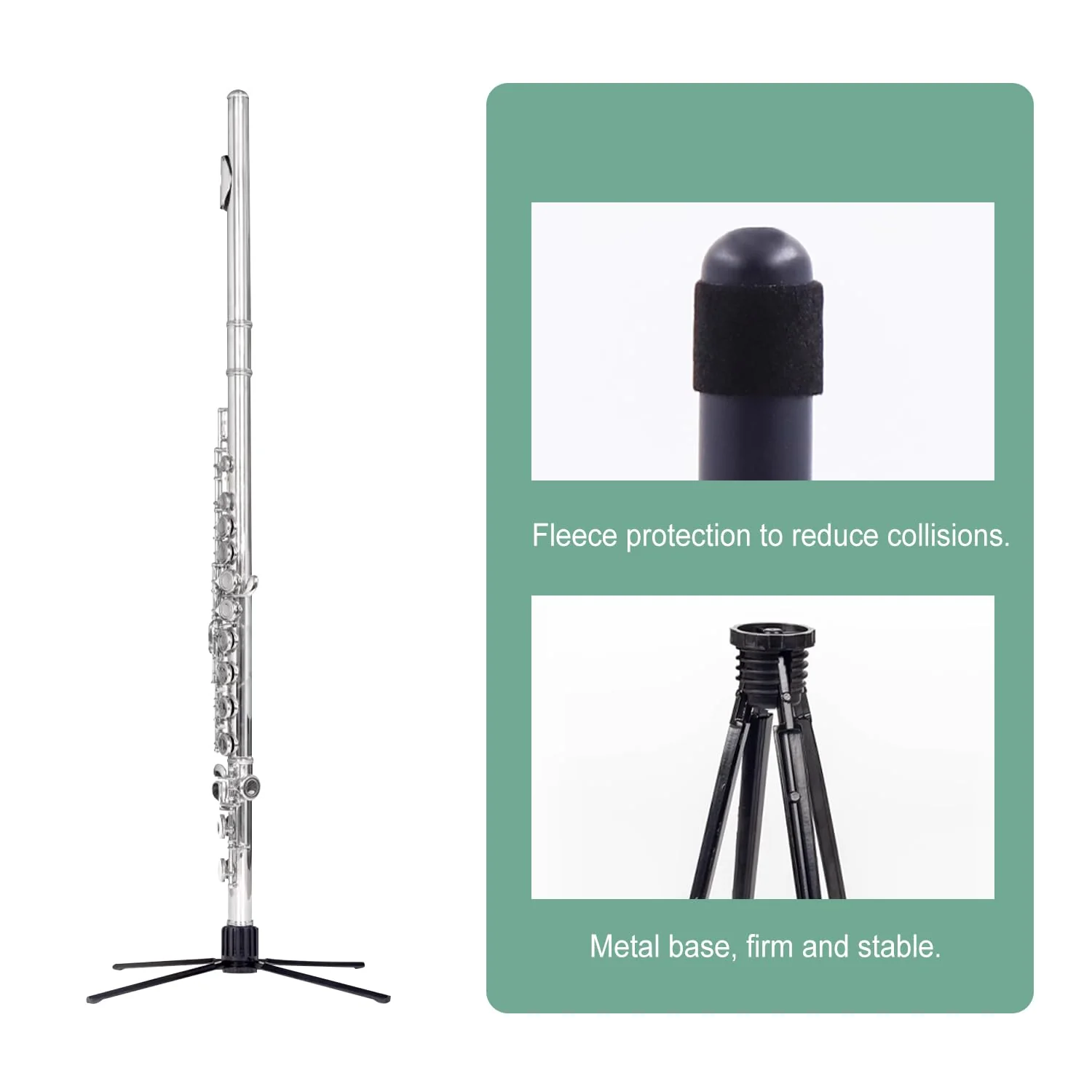 Portable Flute Stand Foldable Flute Stand Metal Base, 4-Leg Flute Stand for Flute Piccolo - Image 5