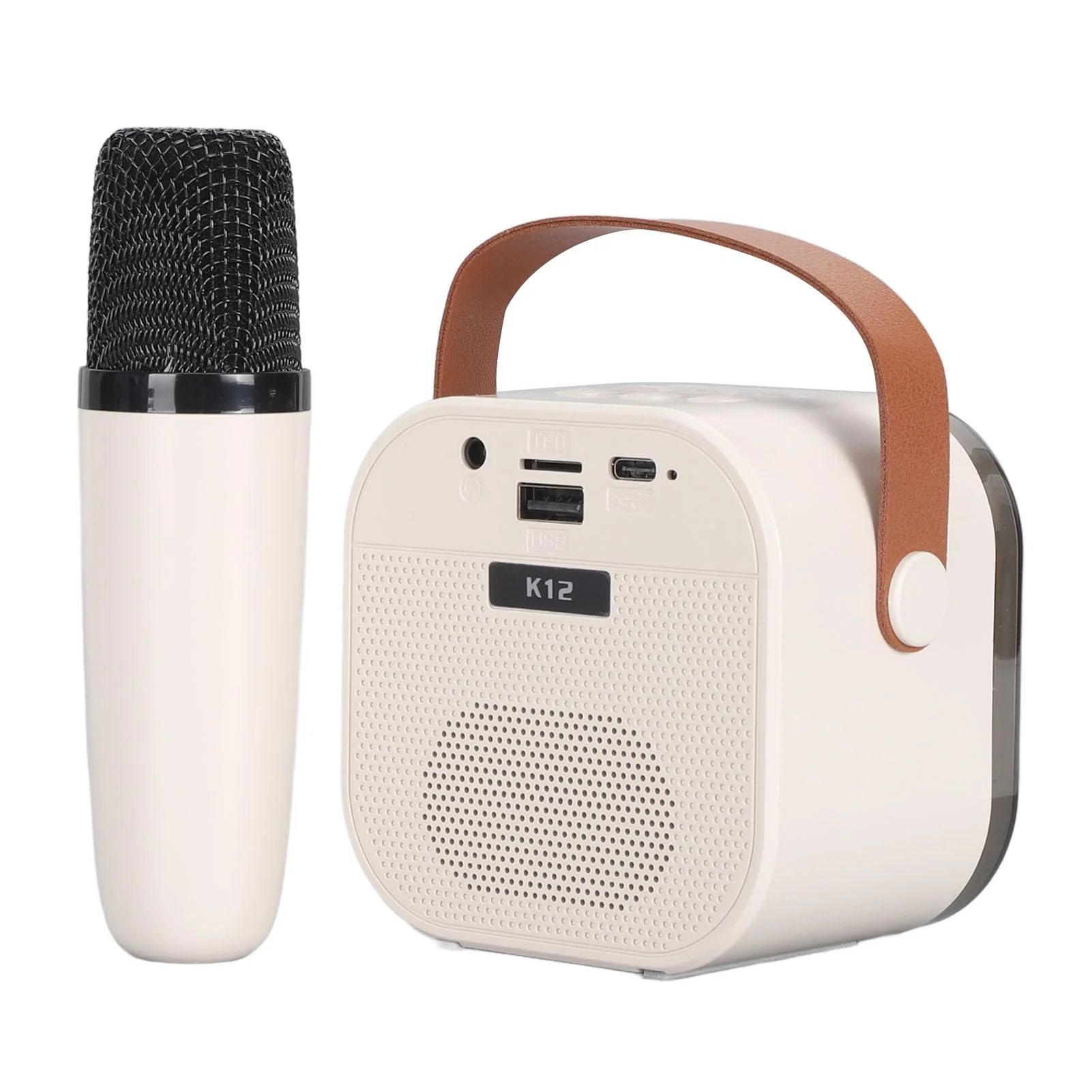 Portable Karaoke Machine for Kids Adults, Small Bluetooth Speaker with Microphone, with LED Dynamic Light, Birthday Gifts (White) - Image 5