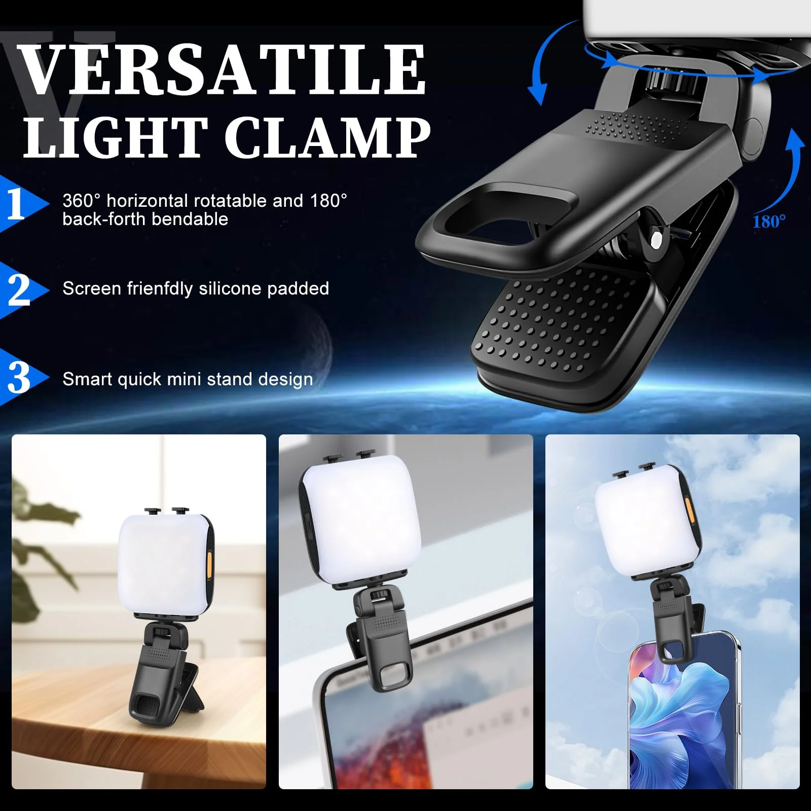 Portable LED Selfie Light with Mini Phone Light Clip,1000mAh Rechargeable, RGB Light Modes. Ideal for Selfie Shooting, Zoom Calls, Tik tok Live Streaming, Video Conferencing. D4 - Image 3