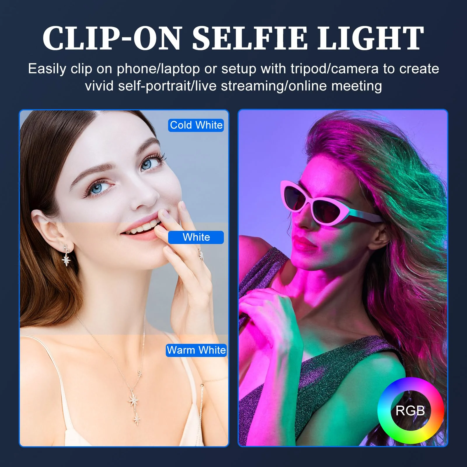 Portable LED Selfie Light with Mini Phone Light Clip,1000mAh Rechargeable, RGB Light Modes. Ideal for Selfie Shooting, Zoom Calls, Tik tok Live Streaming, Video Conferencing. D4 - Image 5
