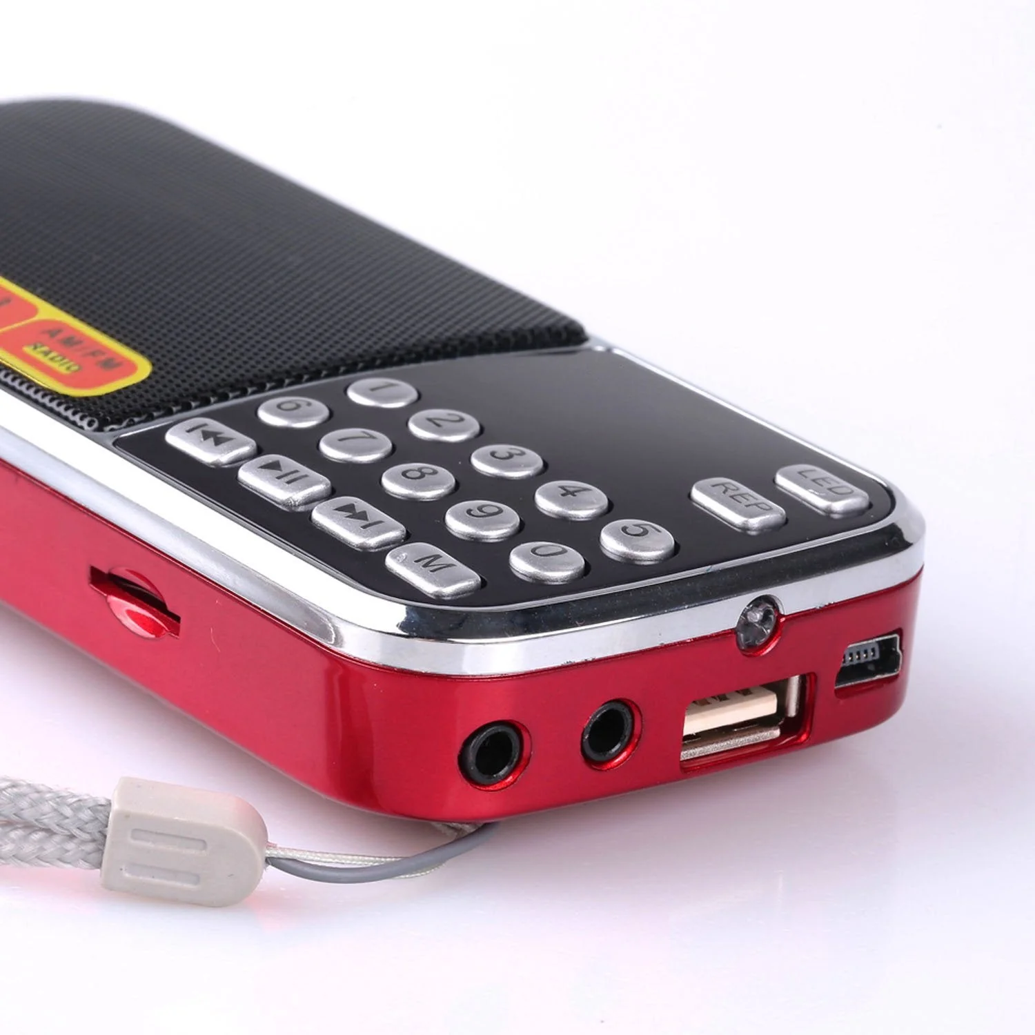 Portable Mini USB FM Radio Speaker Music Player Micro SD/TF Card For PC iPod Phone (088 Red) - Image 3