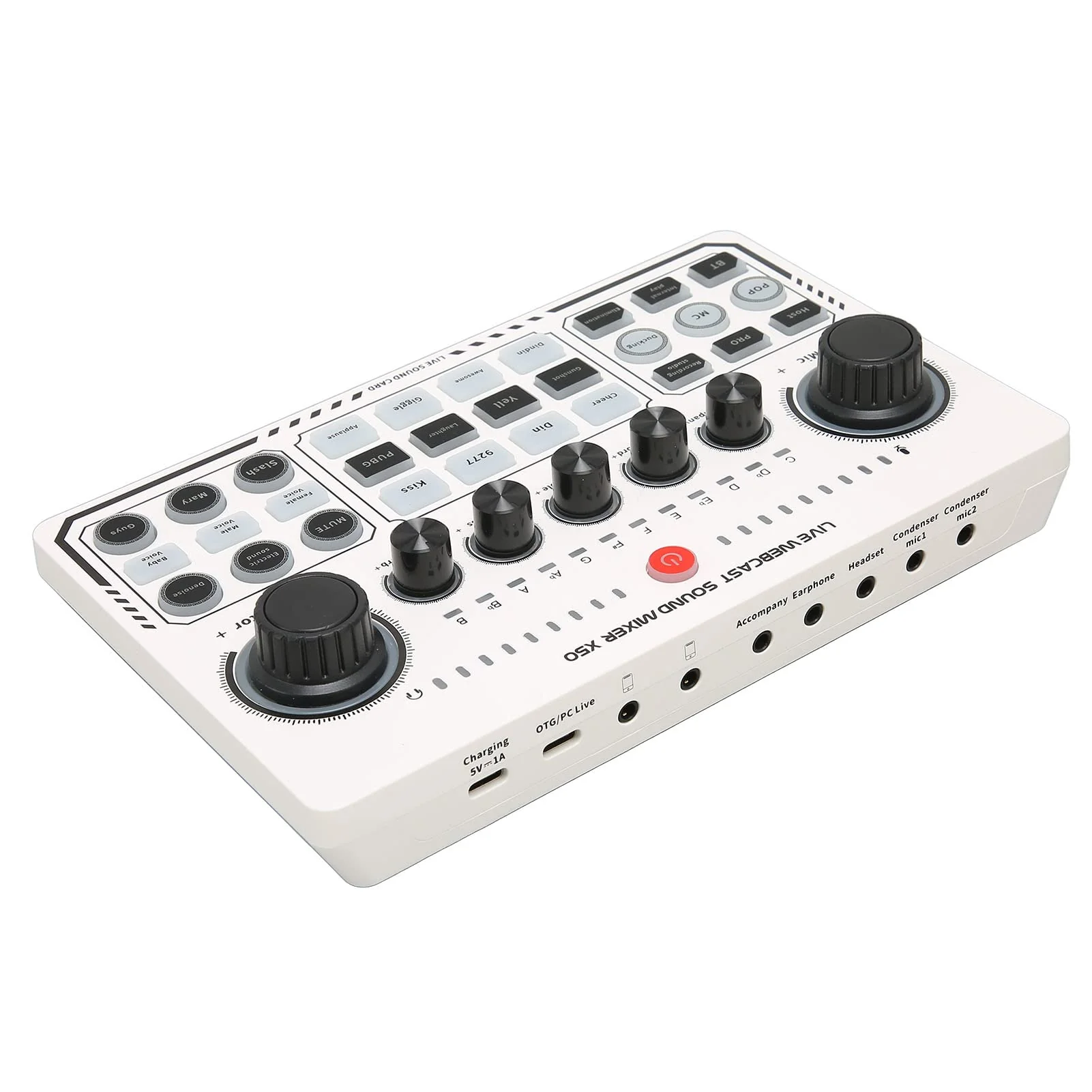 Portable Mixer,Professional Live Sound Card,Knob Design,Support for 12 Kinds of Warming Sound and a Key Mute,with Double Call Simple Port Design,Support for Two People Live at The Same Time - Image 8