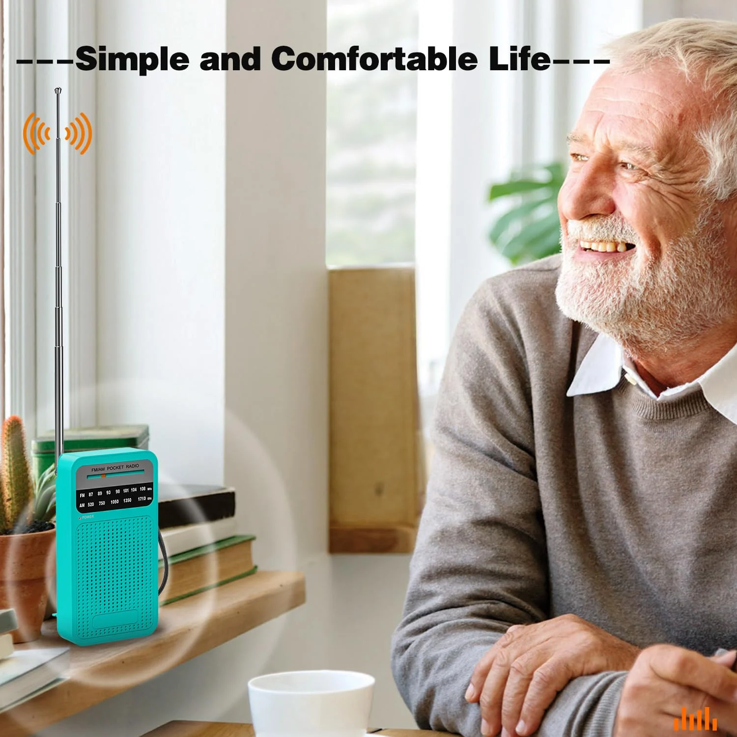 Portable Radio AM FM, Goodes Transistor Radio with Loud Speaker, Headphone Jack, 2AA Battery Operated Radio for Long Range Reception, Pocket Radio for Indoor, Outdoor and Emergency Use-Green New-Cyan - Image 4