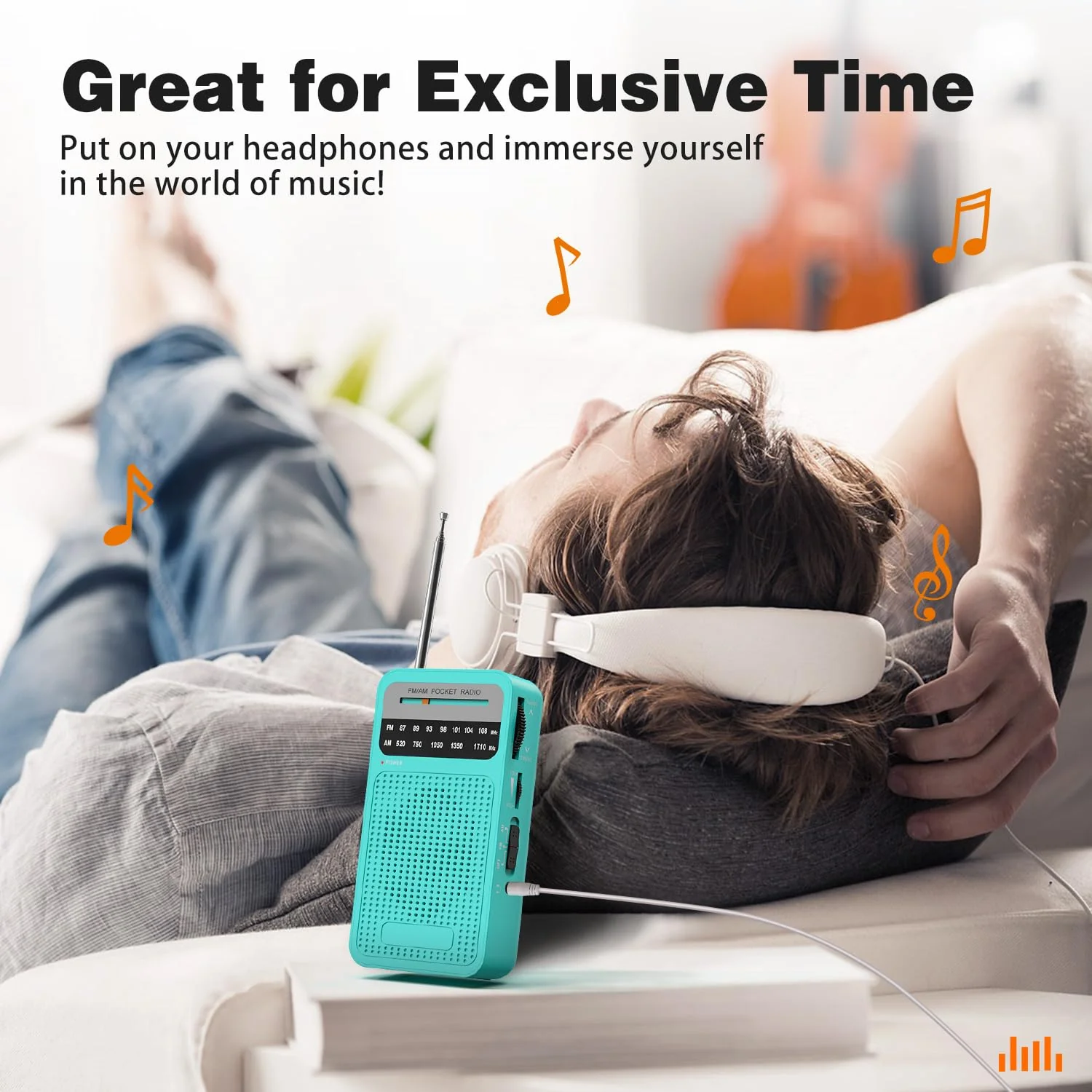 Portable Radio AM FM, Goodes Transistor Radio with Loud Speaker, Headphone Jack, 2AA Battery Operated Radio for Long Range Reception, Pocket Radio for Indoor, Outdoor and Emergency Use-Green New-Cyan - Image 5
