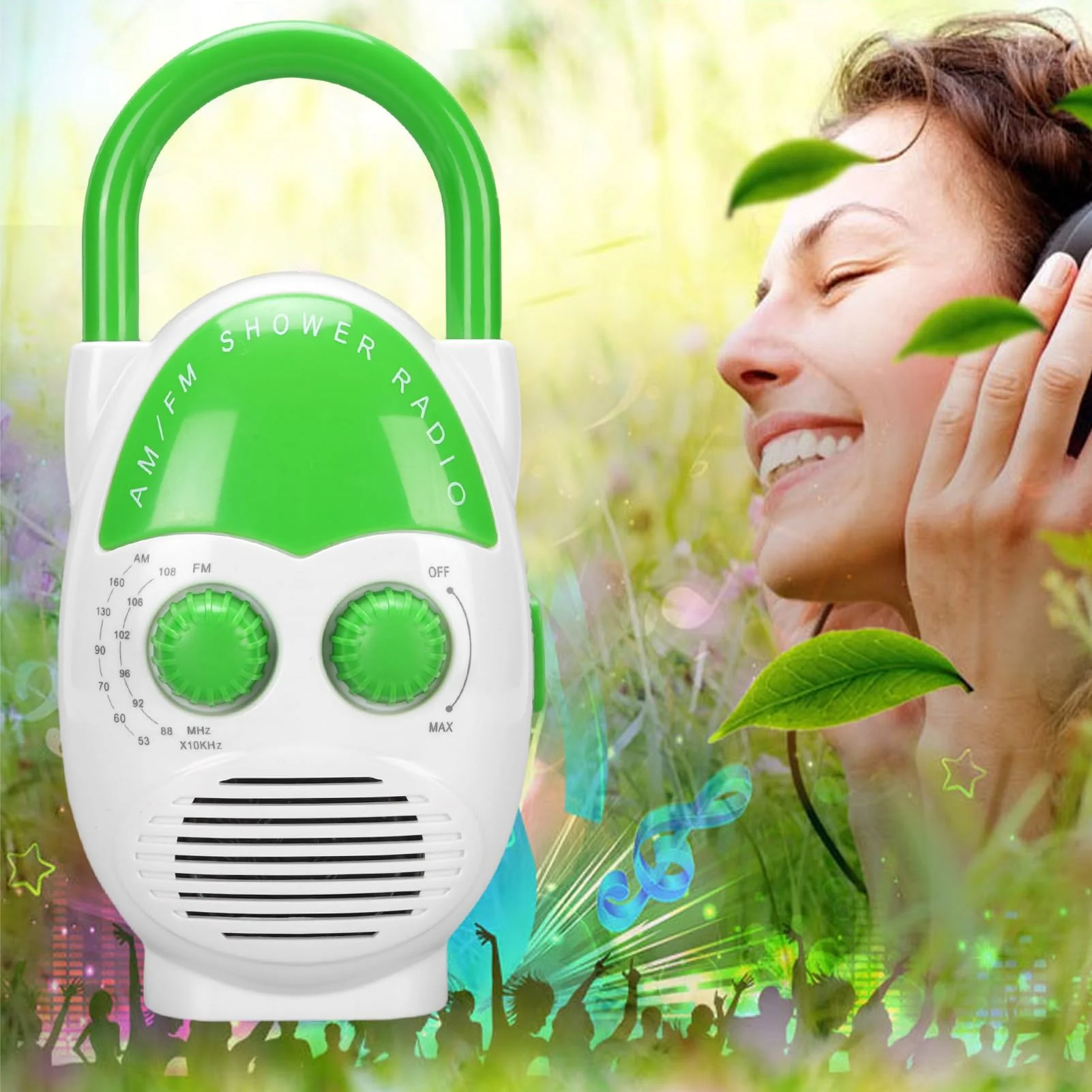 Portable Radio, AM FM IPX5 Water Proof Shower Radio 500mW Output Battery Operated Radio with Electronic Tuning for Bathroom Kitchen Outdoors - Image 2