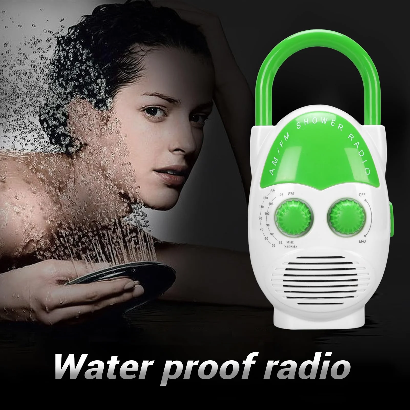 Portable Radio, AM FM IPX5 Water Proof Shower Radio 500mW Output Battery Operated Radio with Electronic Tuning for Bathroom Kitchen Outdoors - Image 4