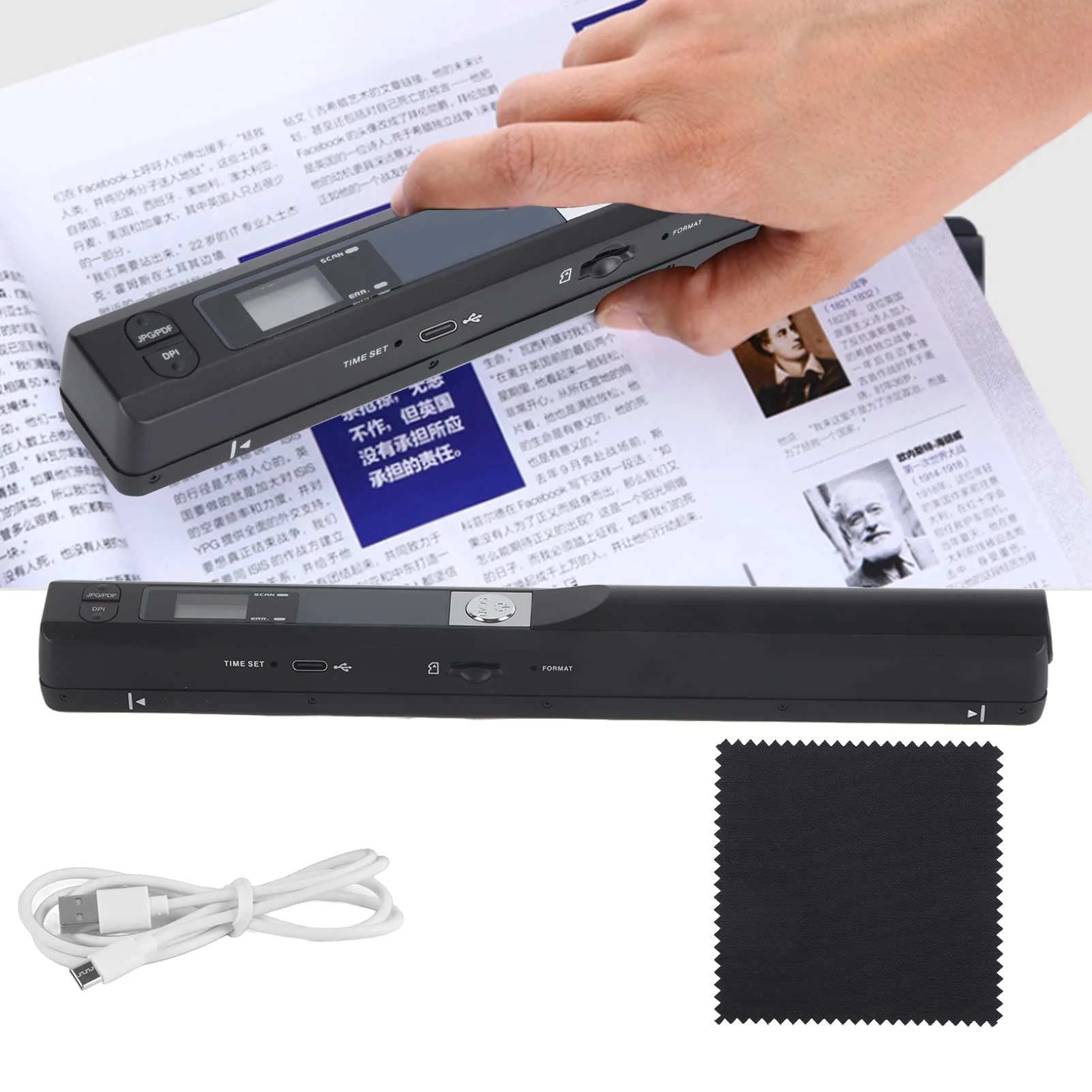 Portable Scanner,Handheld Mini Small Pen Type Scanner Scanning Wand Colour Photo A4 Document Scanning Equipment - Image 3