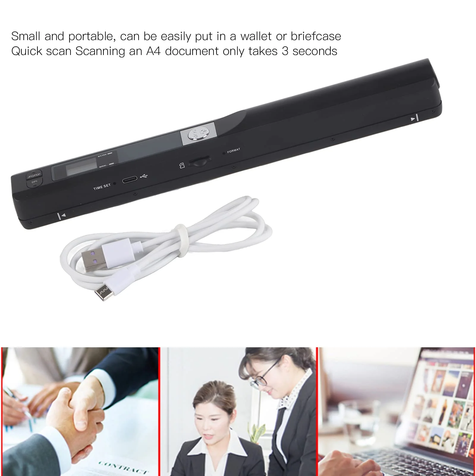 Portable Scanner,Handheld Mini Small Pen Type Scanner Scanning Wand Colour Photo A4 Document Scanning Equipment - Image 5