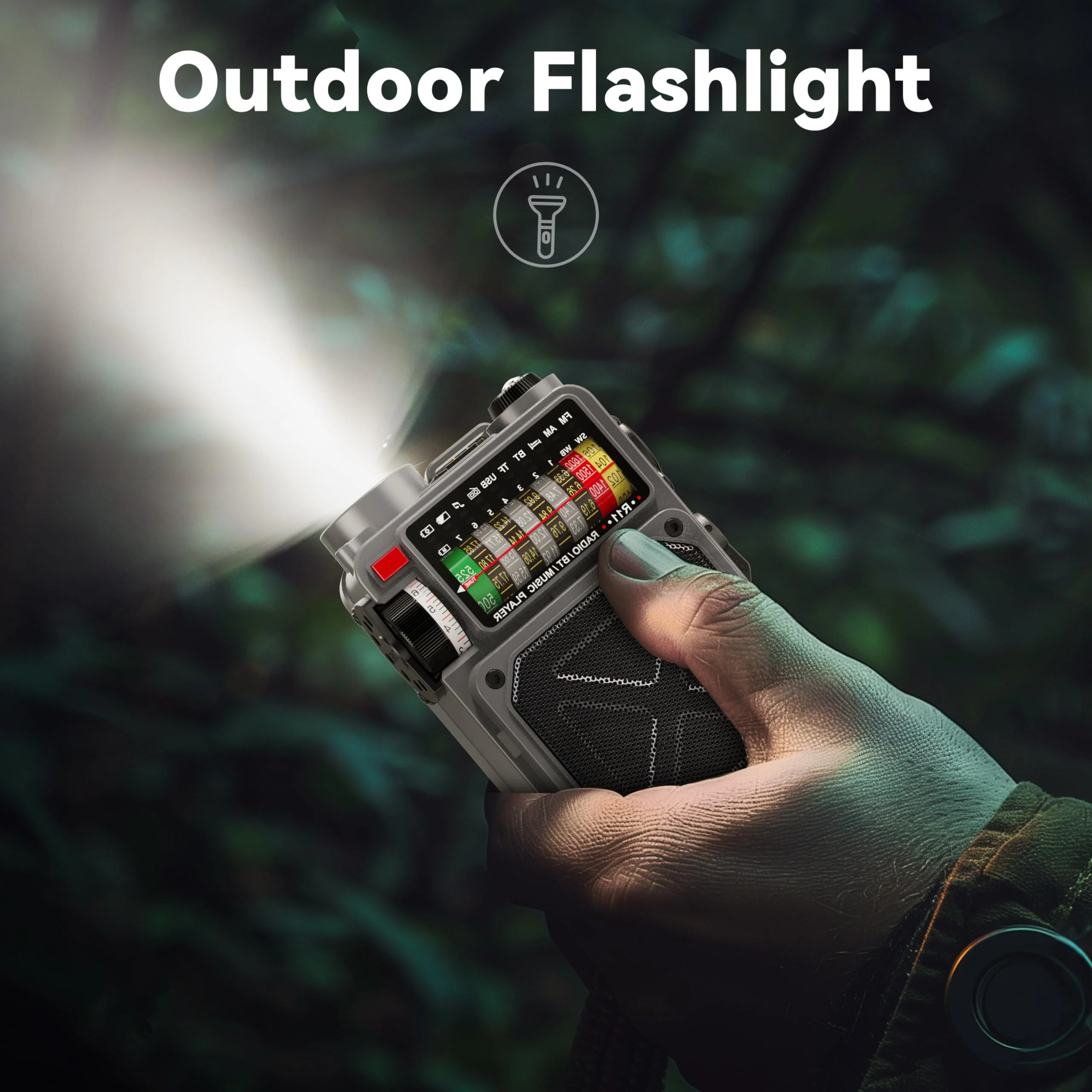 Portable Shortwave Radio - Emgykit 4000mAh AM/FM/WB/SW Shortwave Radio with Bluetooth Speaker, Flashlight, Sleep Timer, SOS Alarm, and White Noise, Suitable for Camping, Emergency Grey - Image 5
