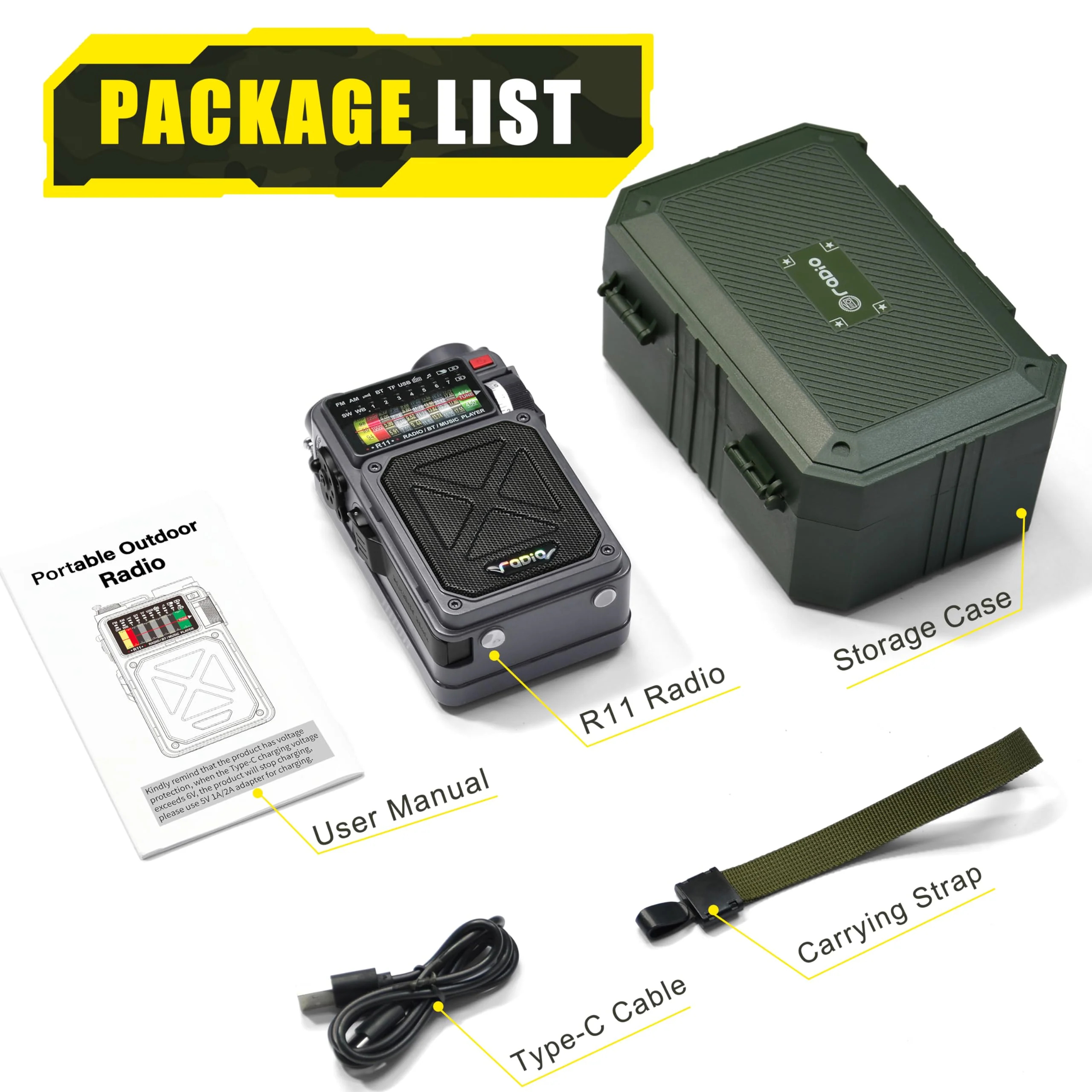 Portable Shortwave Radio - Emgykit 4000mAh AM/FM/WB/SW Shortwave Radio with Bluetooth Speaker, Flashlight, Sleep Timer, SOS Alarm, and White Noise, Suitable for Camping, Emergency Grey - Image 8