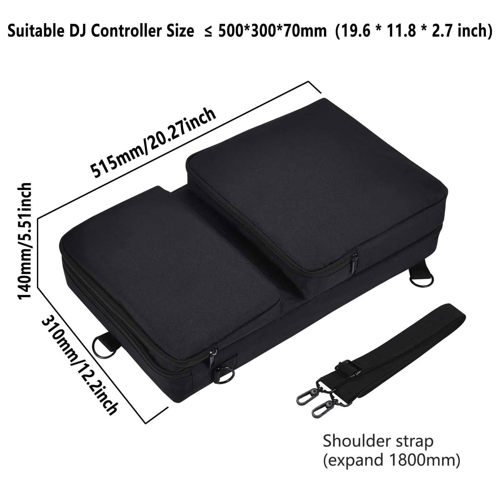 Portable Sofe Case Shoulder Bag Backpack for Pioneer DJ DDJ-FLX4/DDJ-400 DJ/DDJSB3,for Roland DJ-202,for Hercules Inpulse 300,for Native Instruments TRAKTOR Kontrol S2 DJ Controller and More Black Bag for DJ Controller - Image 2