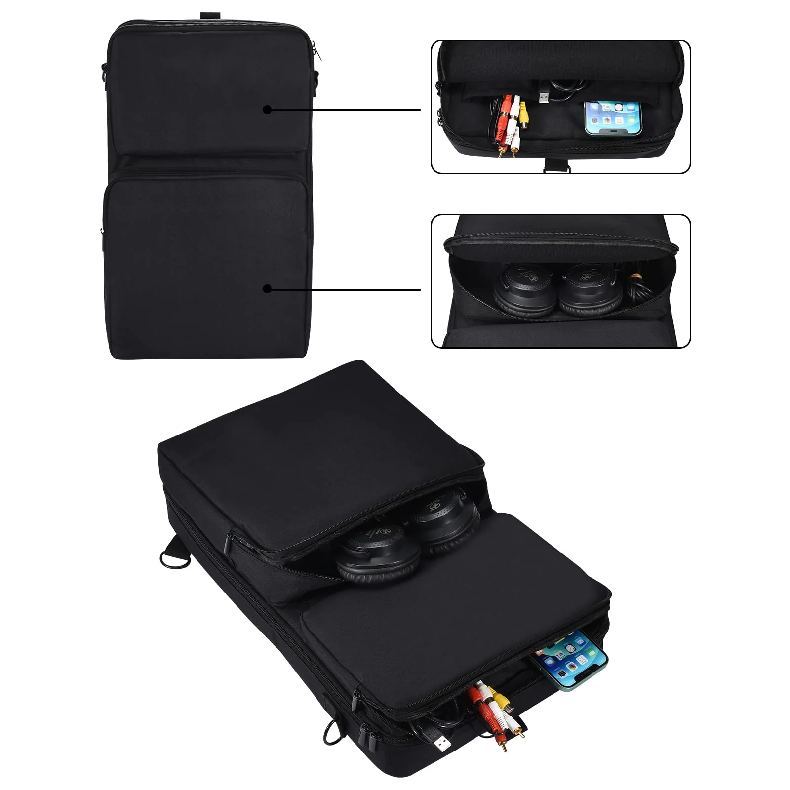 Portable Sofe Case Shoulder Bag Backpack for Pioneer DJ DDJ-FLX4/DDJ-400 DJ/DDJSB3,for Roland DJ-202,for Hercules Inpulse 300,for Native Instruments TRAKTOR Kontrol S2 DJ Controller and More Black Bag for DJ Controller - Image 4