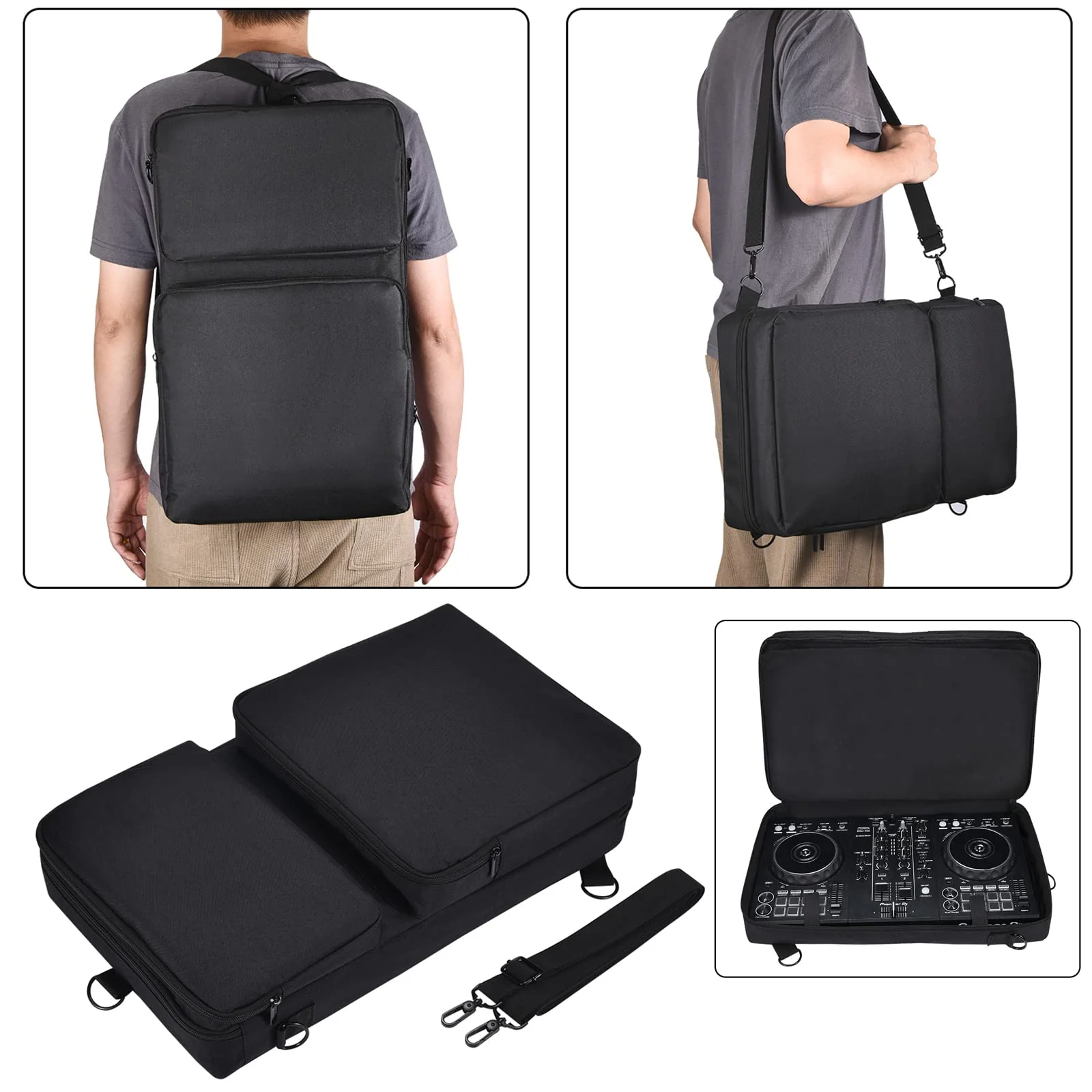 Portable Sofe Case Shoulder Bag Backpack for Pioneer DJ DDJ-FLX4/DDJ-400 DJ/DDJSB3,for Roland DJ-202,for Hercules Inpulse 300,for Native Instruments TRAKTOR Kontrol S2 DJ Controller and More Black Bag for DJ Controller - Image 6