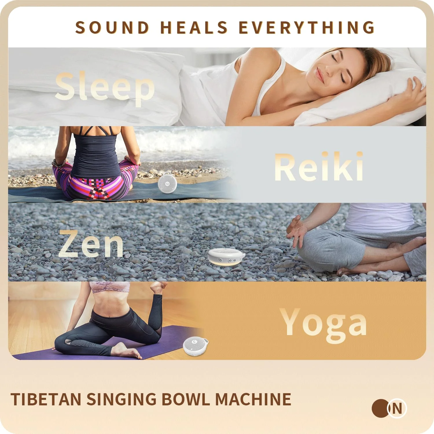 Portable Tibetan Singing Bowl Machine - Sound Bowl with Over 10 Meditation Noises, Crystal Healing, Chakra Healing, Spiritual Mindfulness and Sound Therapy, Yoga Gift Women/Men. - Image 5