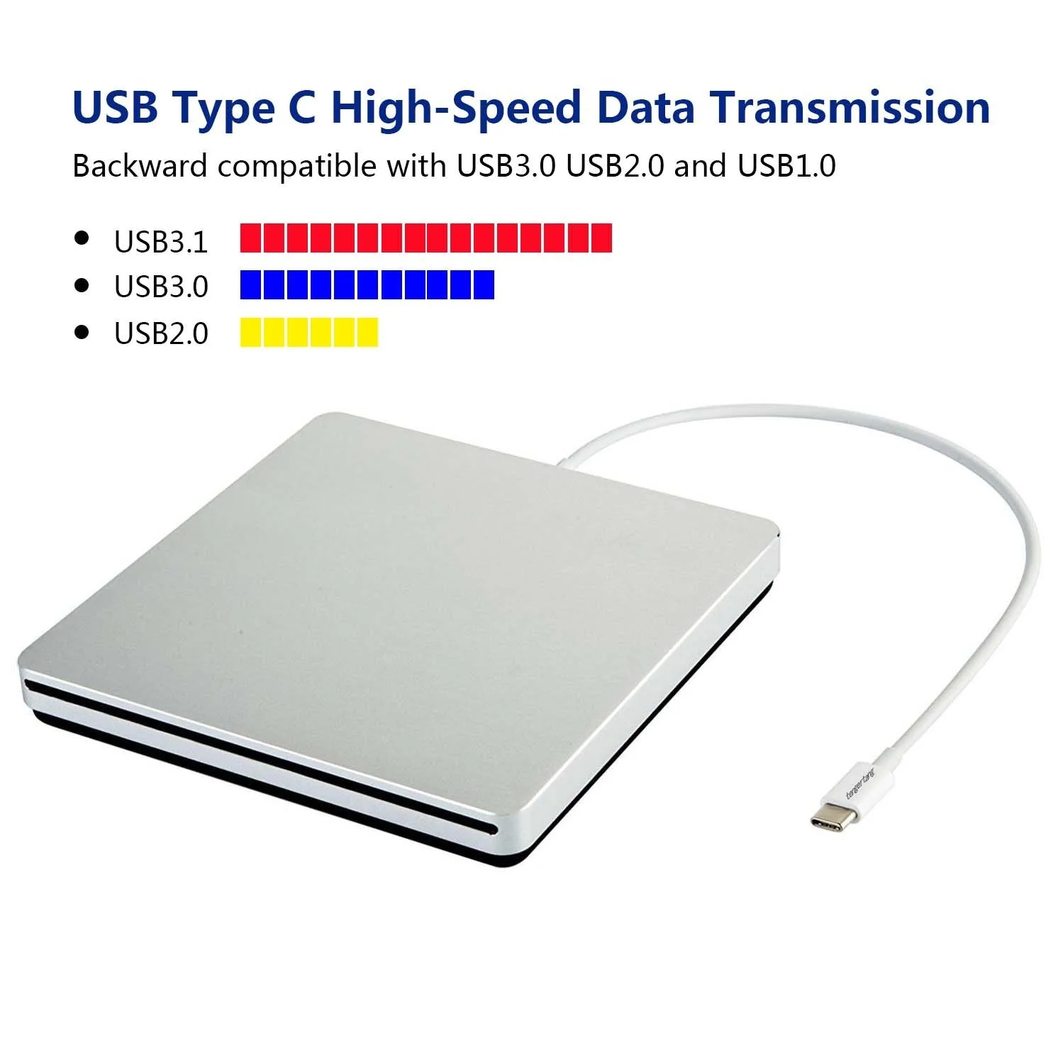 Portable USB‑C External CD/DVD Drive ‑ USB‑A Converter Included | Plug & Play for MacBook Pro/Air, Windows & Linux | CD/DVD Reader, Writer, Player & Burner - Image 2