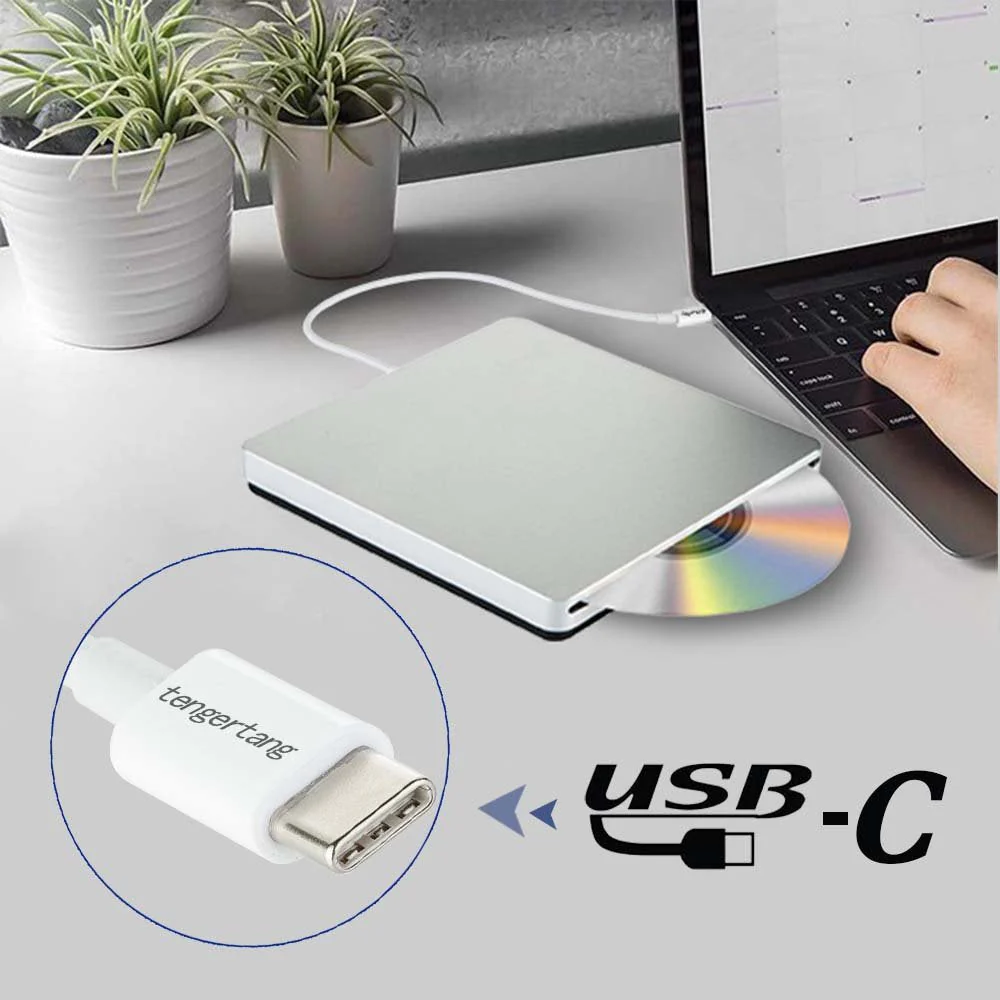 Portable USB‑C External CD/DVD Drive ‑ USB‑A Converter Included | Plug & Play for MacBook Pro/Air, Windows & Linux | CD/DVD Reader, Writer, Player & Burner - Image 5
