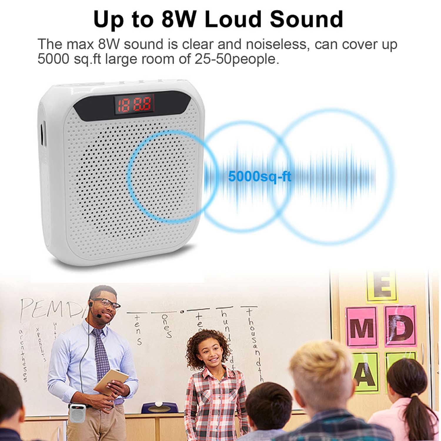 Portable Voice Amplifier for Teachers, 2200mAh Rechargeable Personal Amplifier Mic PA System Headset Microphone with Speaker for Teachers, Training, Meeting, Tour Guide, Yoga, Classroom (Rose) Rose - Image 2
