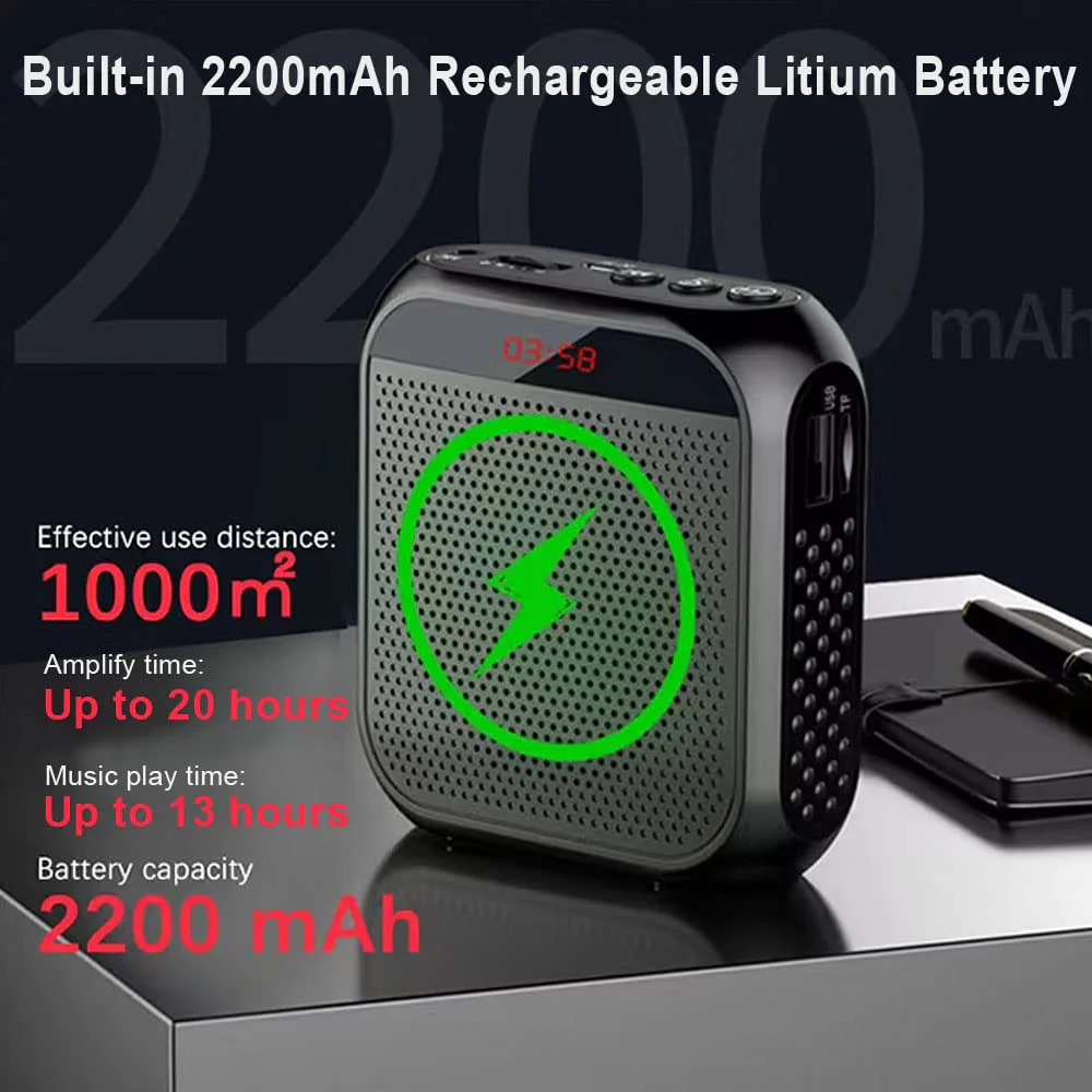 Portable Voice Amplifier for Teachers, 2200mAh Rechargeable Personal Amplifier Mic PA System Headset Microphone with Speaker for Teachers, Training, Meeting, Tour Guide, Yoga, Classroom (Rose) Rose - Image 3