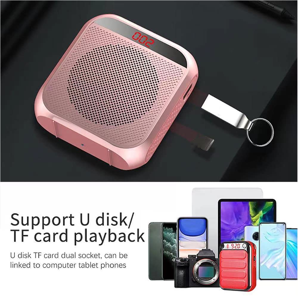Portable Voice Amplifier for Teachers, 2200mAh Rechargeable Personal Amplifier Mic PA System Headset Microphone with Speaker for Teachers, Training, Meeting, Tour Guide, Yoga, Classroom (Rose) Rose - Image 4