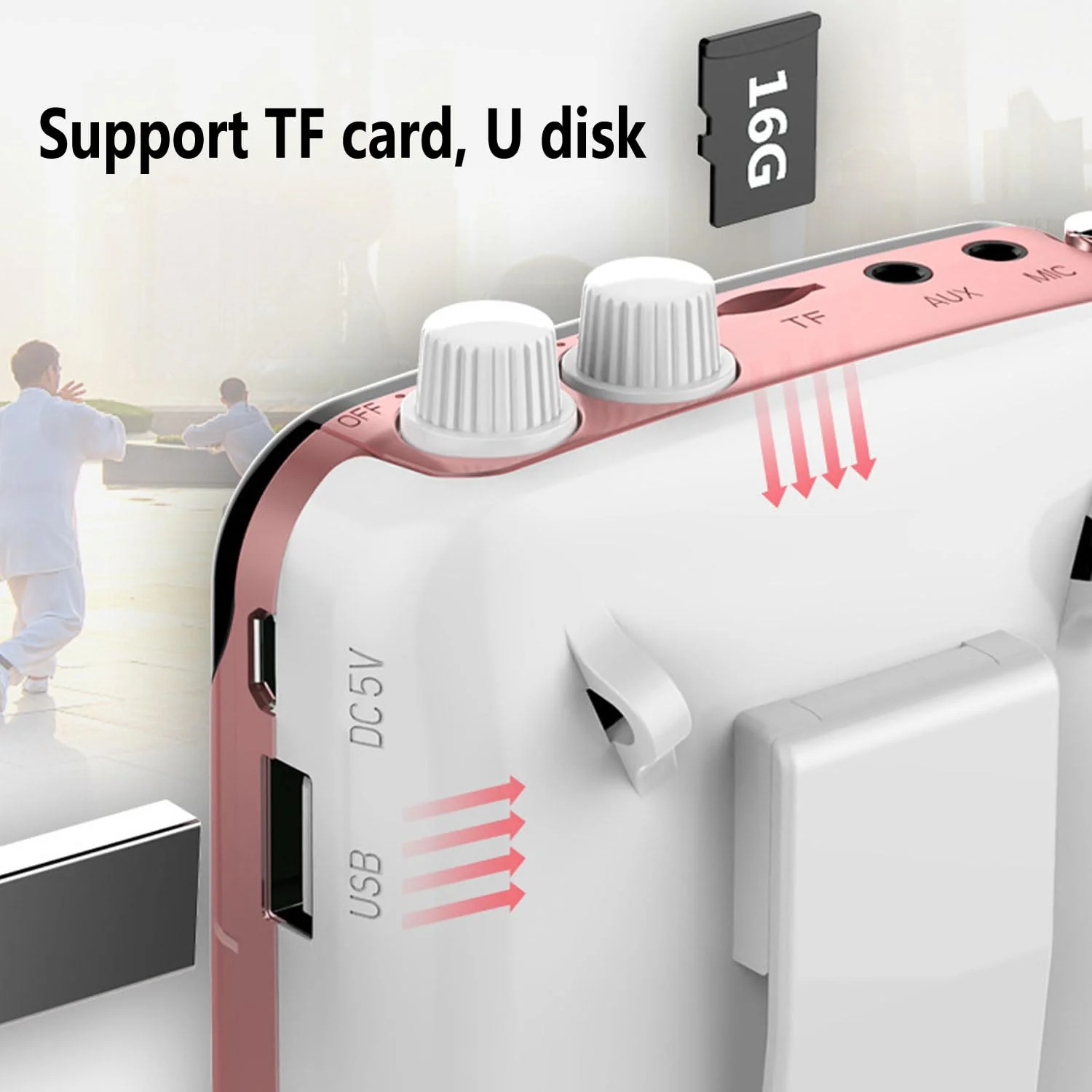 Portable Voice Amplifier for Teachers,2400mAh Personal Amplifier Headset for Speaking Rechargeable PA System Microphone for Teachers/Training/Meeting/Tour Guide/Yoga/Classroom(Rose) - Image 4