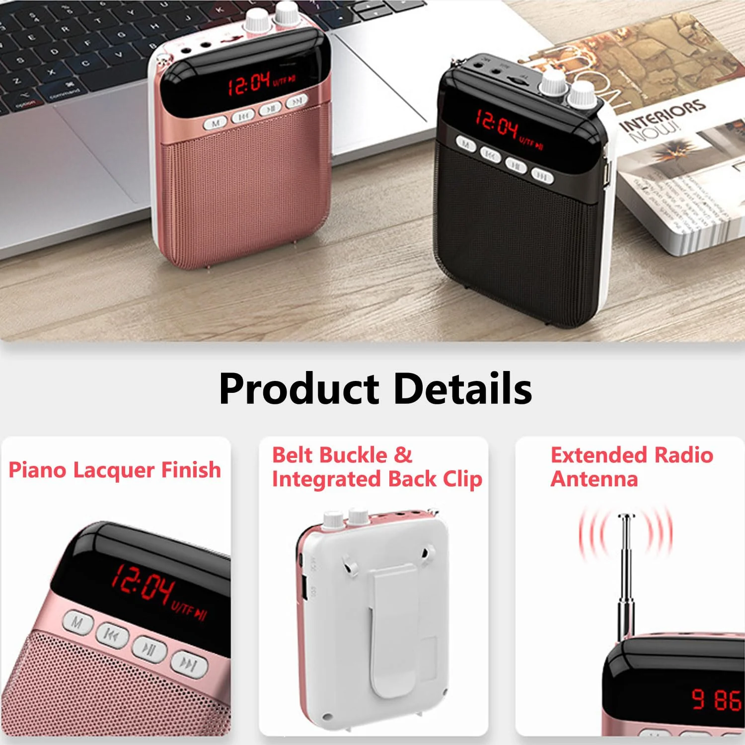 Portable Voice Amplifier for Teachers,2400mAh Personal Amplifier Headset for Speaking Rechargeable PA System Microphone for Teachers/Training/Meeting/Tour Guide/Yoga/Classroom(Rose) - Image 5