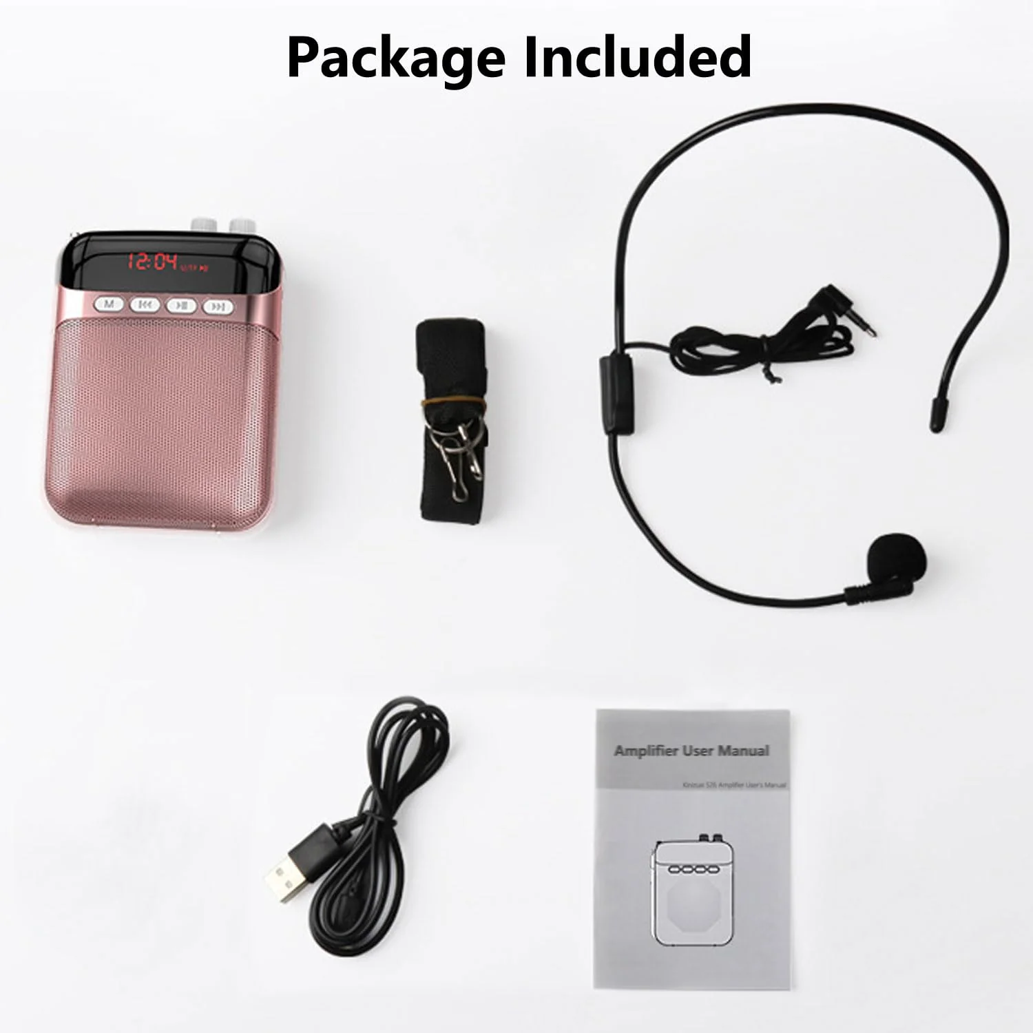 Portable Voice Amplifier for Teachers,2400mAh Personal Amplifier Headset for Speaking Rechargeable PA System Microphone for Teachers/Training/Meeting/Tour Guide/Yoga/Classroom(Rose) - Image 7