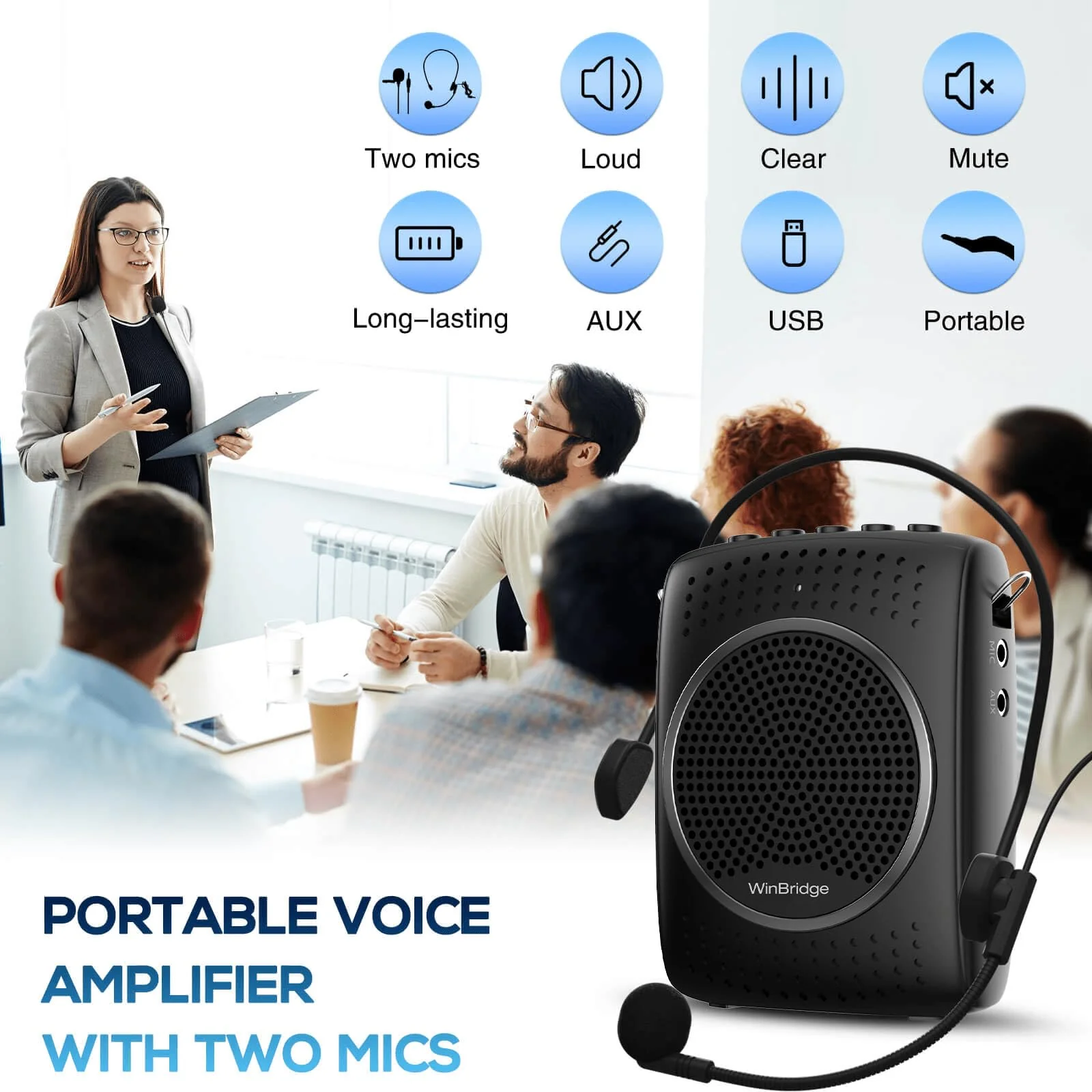 Portable Voice Amplifier Microphone with Speaker, Portable Speaker with Lavalier/Headset Microphone - Mini Pa System for Speaking Teachers Classroom Tour Guide 2024 Updated - Image 2