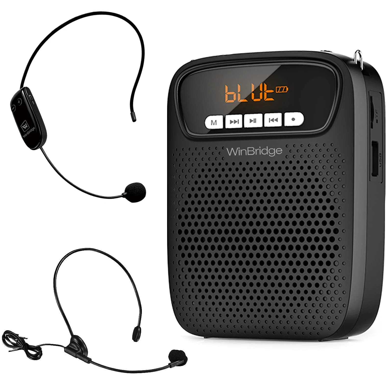 Portable Voice Amplifier Wireless & Wired Headset Microphone Speaker Mini Lightweight Personal Classroom Mic for Teachers Supports AUX Input,Bluetooth 5.0,Recording - S278UHF