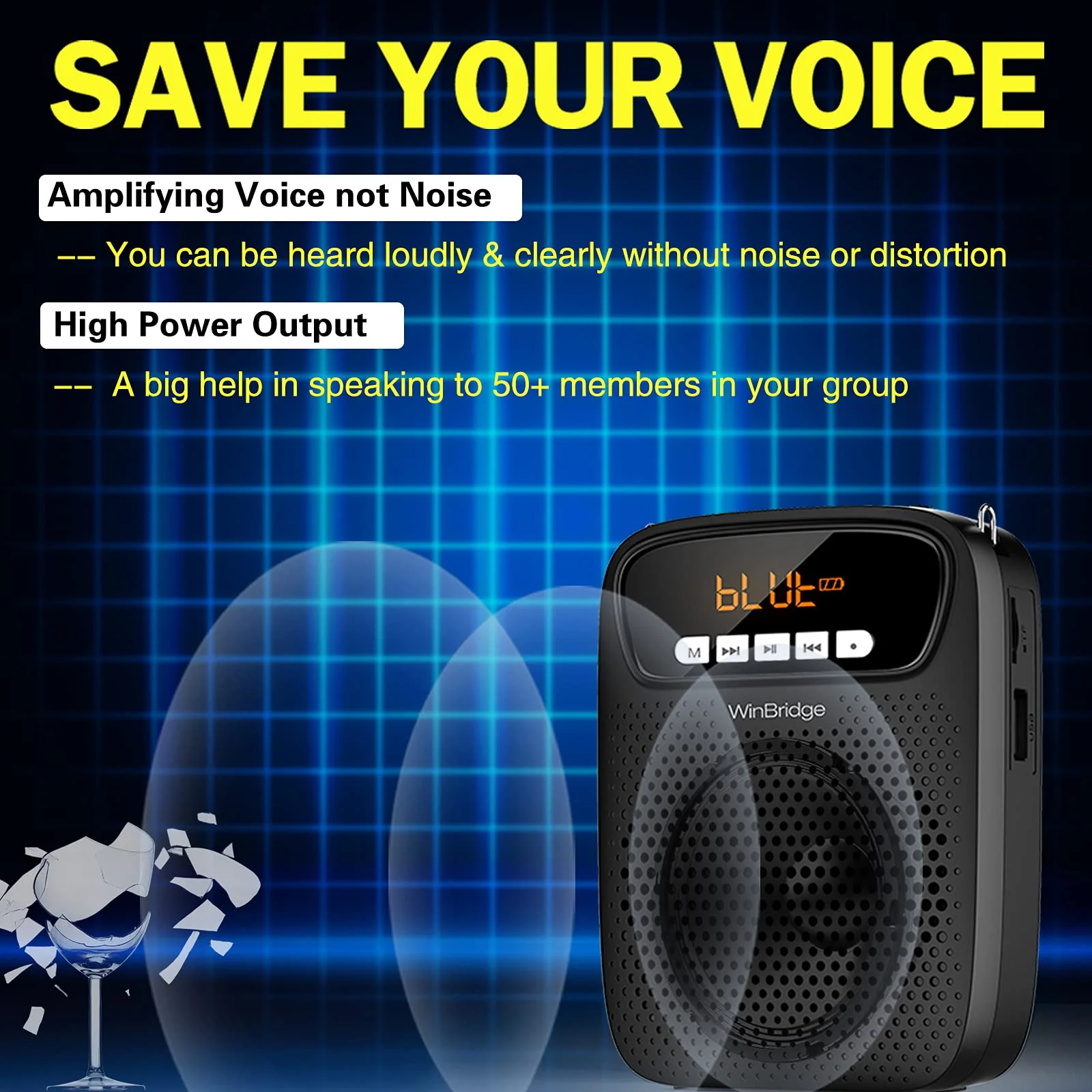 Portable Voice Amplifier Wireless & Wired Headset Microphone Speaker Mini Lightweight Personal Classroom Mic for Teachers Supports AUX Input,Bluetooth 5.0,Recording - S278UHF - Image 2
