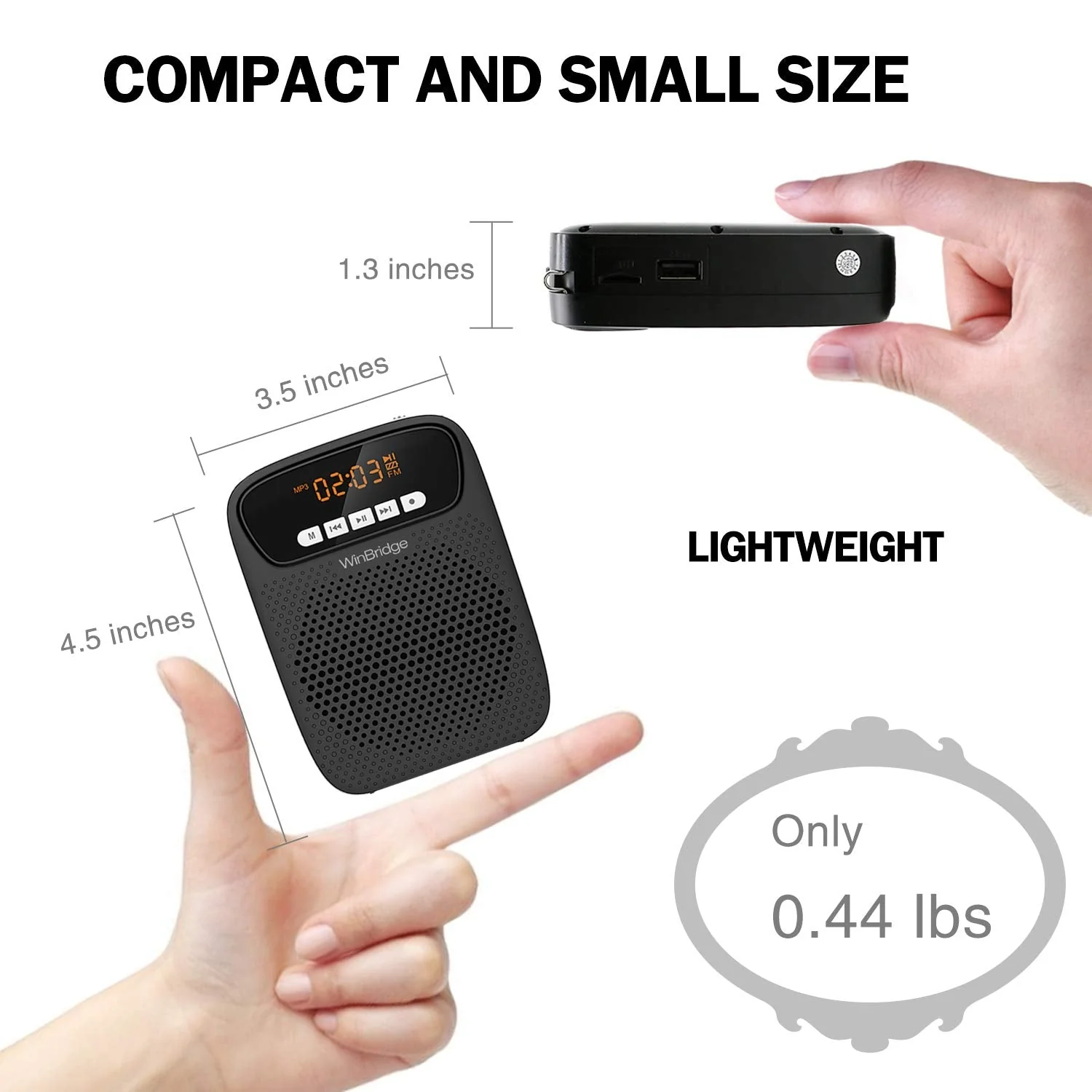Portable Voice Amplifier Wireless & Wired Headset Microphone Speaker Mini Lightweight Personal Classroom Mic for Teachers Supports AUX Input,Bluetooth 5.0,Recording - S278UHF - Image 5