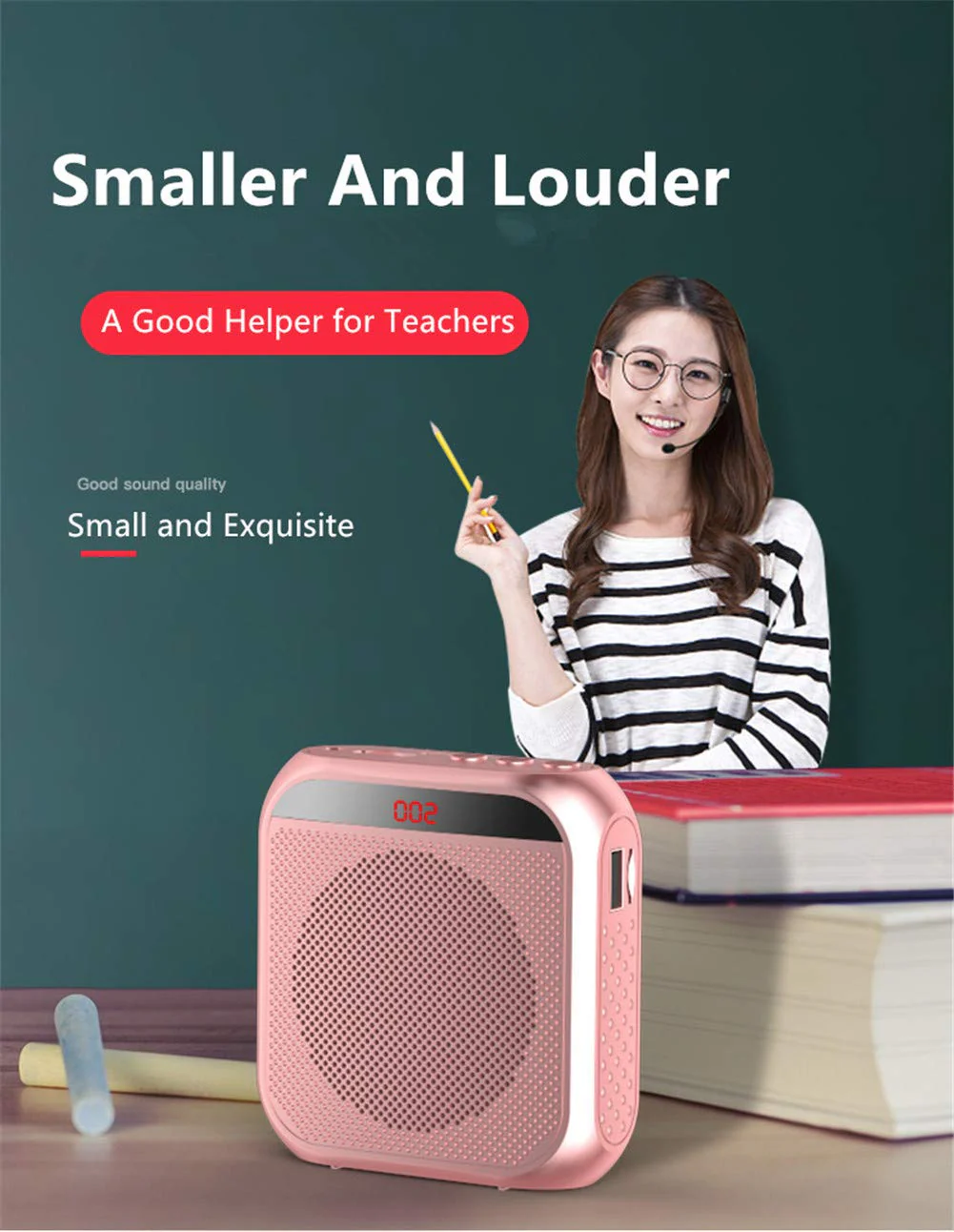 Portable Voice Amplifier with Wired Microphone Headset Rechargeable PA System Speaker Personal Microphone Speech Amplifier Power Amplifiers Loudspeaker for Teachers/Metting/Tour Guide (Rose Gold) - Image 2