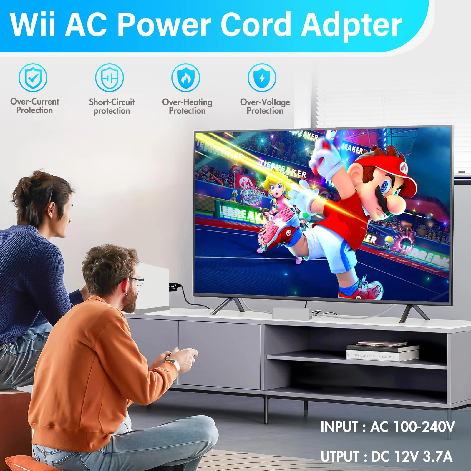 PORTHOLIC 4 in 1 Wii Replacement Cables Set, Wii AC Power Adapter + Wii to hdmi Converter+ Wired Motion Sensor Bar and Composite Audio Video Cable for Nintendo Wii Black - Image 5