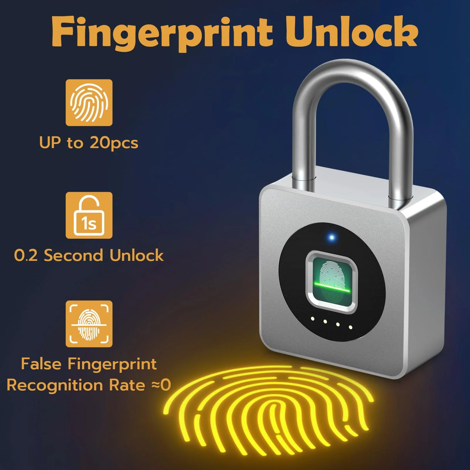 Pothunder Fingerprint Padlock, Fingerprint Lock with APP, Padlock with Keyless Biometric, Smart Padlock Waterproof Suitable for Gym, Locker, Gates, Fence and Storage Silver - Image 2