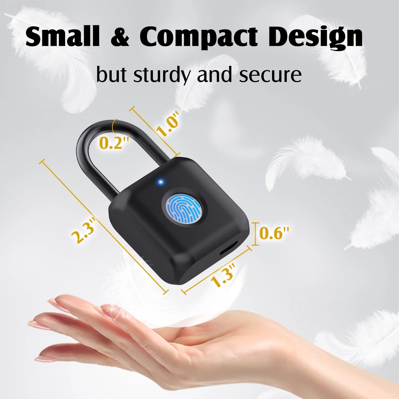 Pothunder Fingerprint Padlock, Smart Padlock, Locker Lock, Combination Lock, Fingerprint Lock with APP Unlock, USB Rechargeable, Suitable for Gym Locker, Door, Locker(Black) Black - Image 6