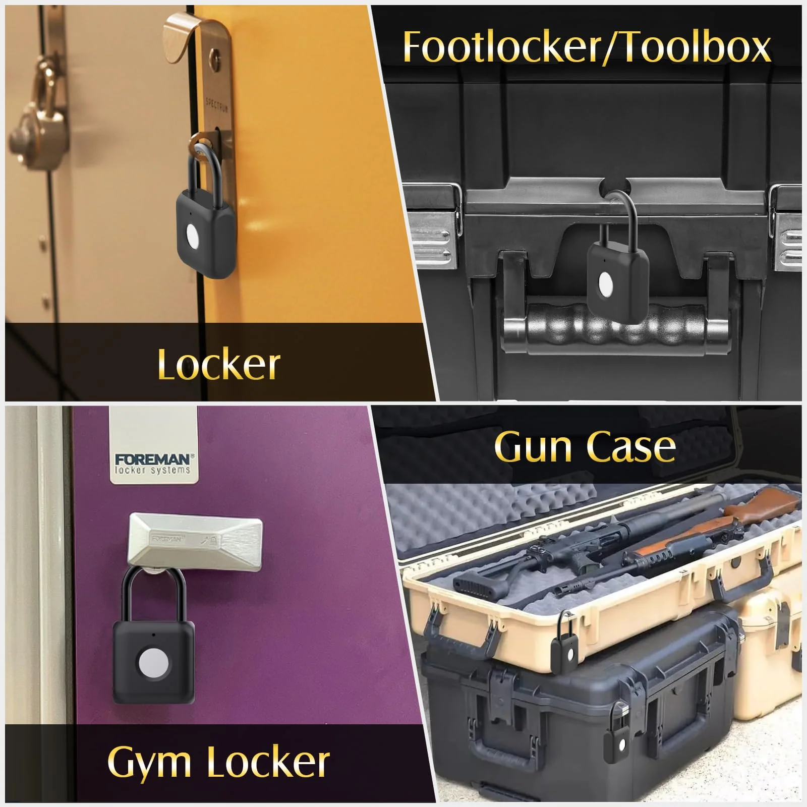 Pothunder Fingerprint Padlock, Smart Padlock, Locker Lock, Combination Lock, Fingerprint Lock with APP Unlock, USB Rechargeable, Suitable for Gym Locker, Door, Locker(Black) Black - Image 9