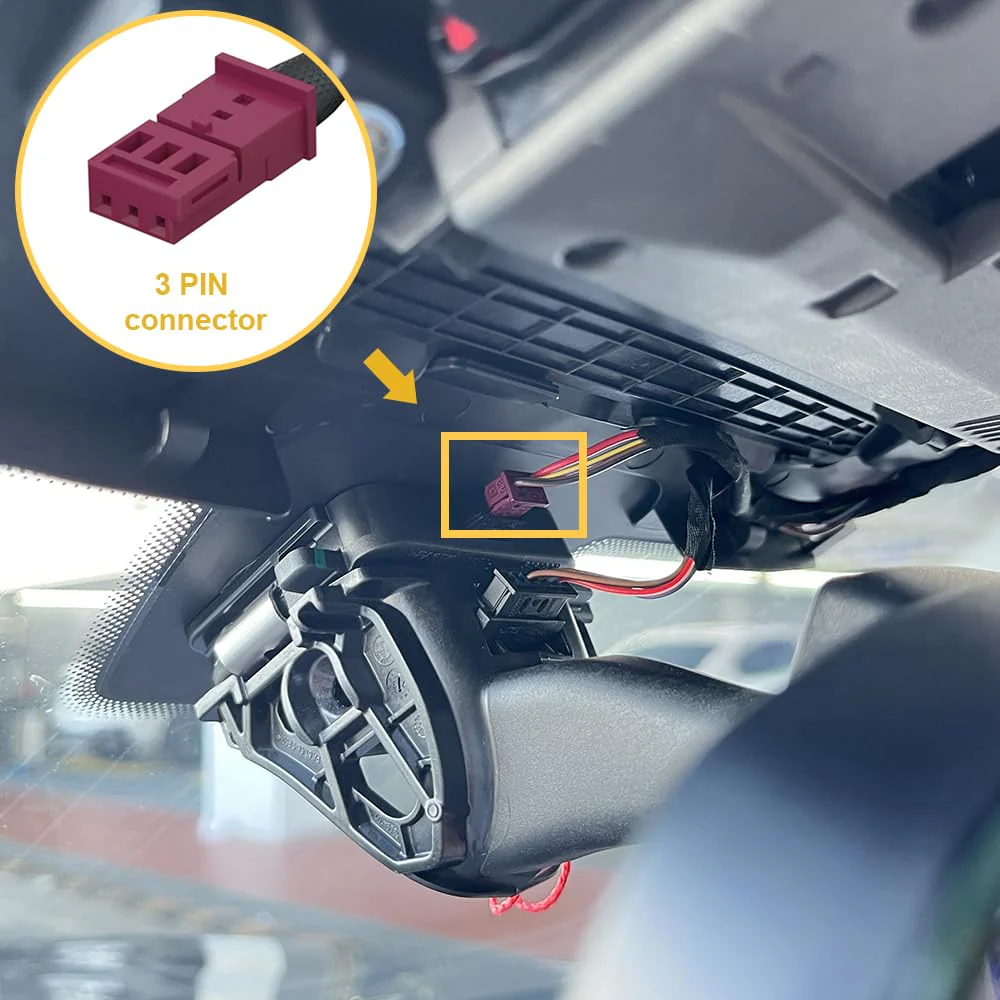 Power Adapter (3-Pin) for Dash Cam, Radar, Dashcam Charger Cable for BMW and MINI, Connects to Rain Sensor, LED Display USB Power Source, Easy to Install, 5V 12V Output, D3-024 - Image 2